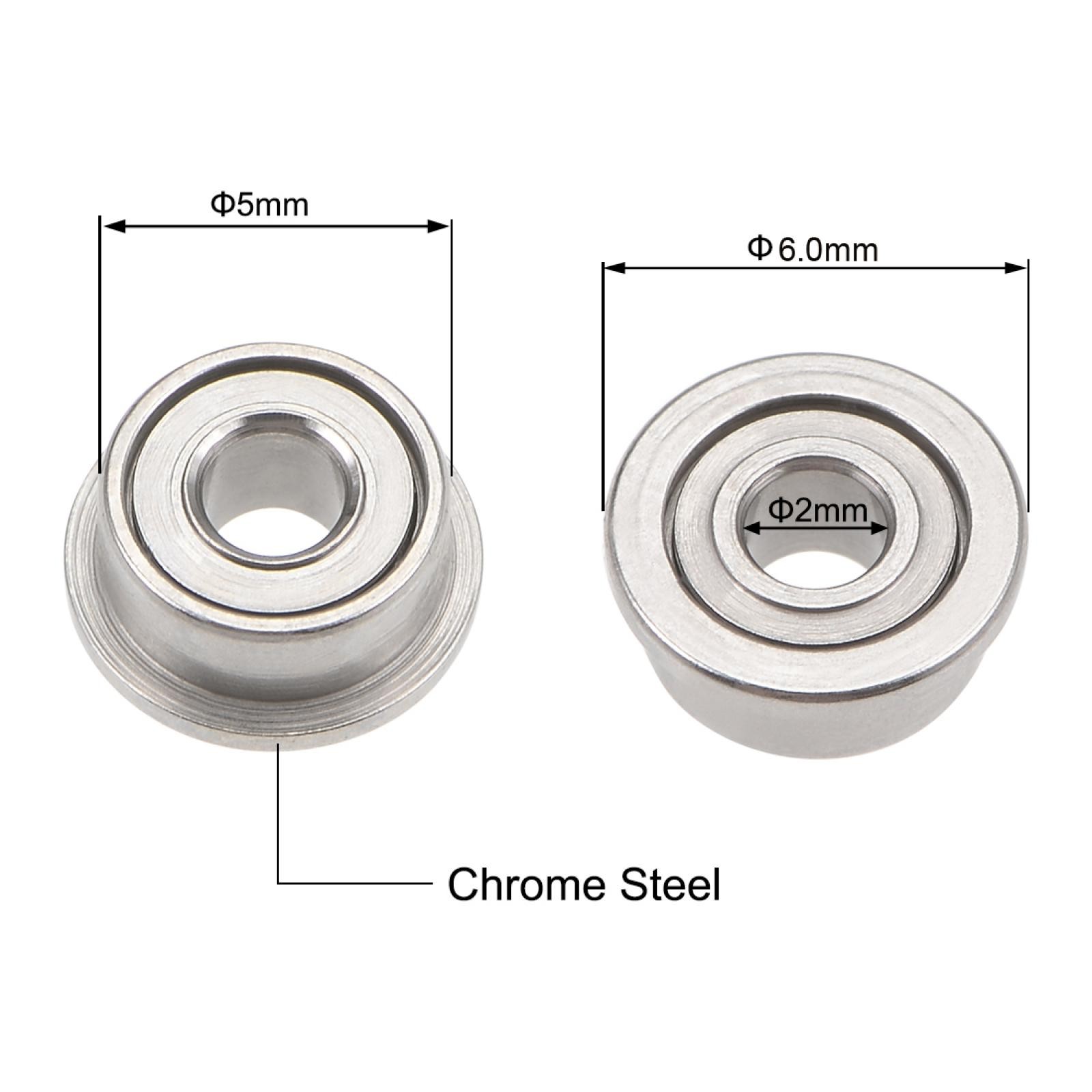 MF52ZZ Flange Ball Bearing 2x5x2.5mm Full Complement Bearings 10pcs