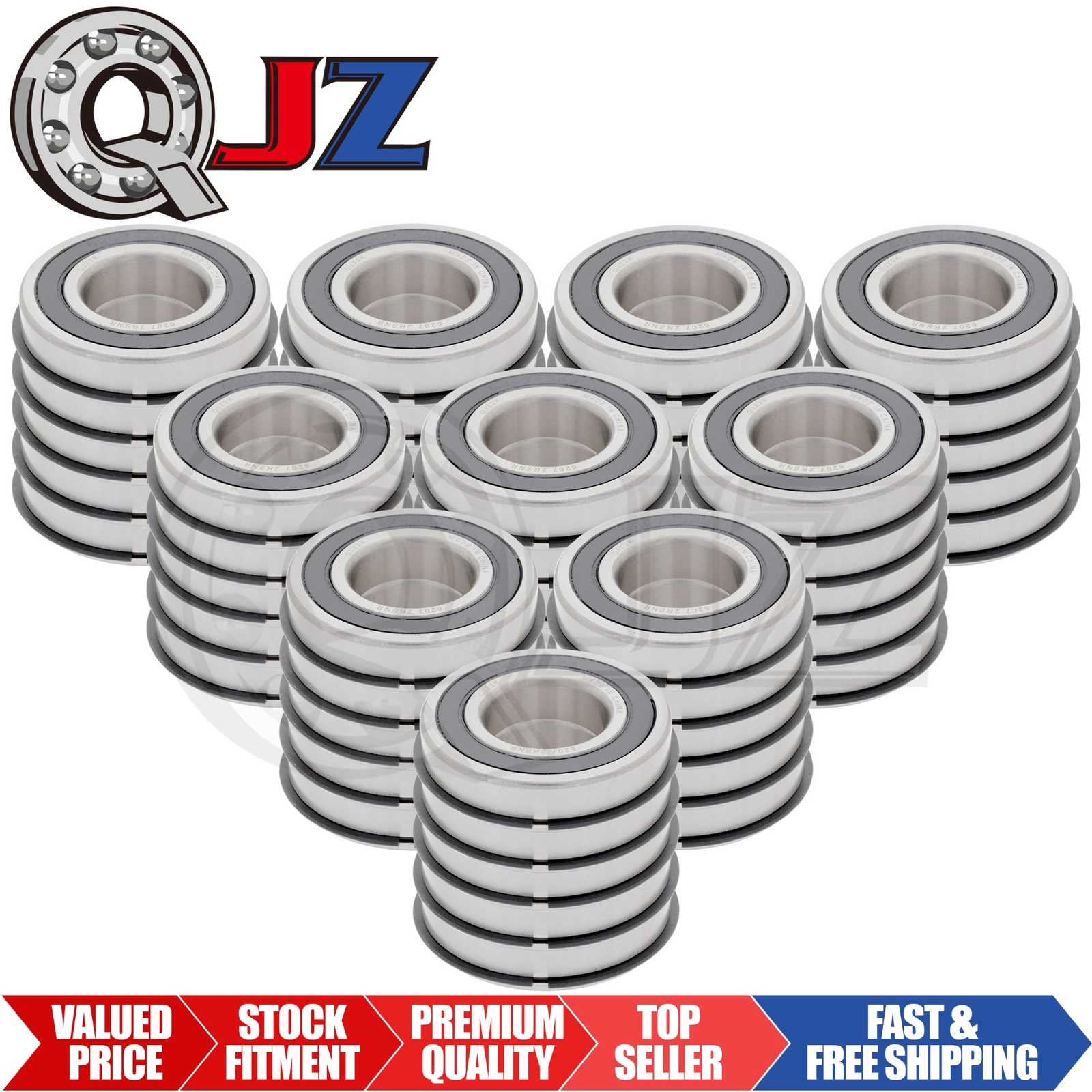 [Qty.50] 6207-2RS-NR Radial/Deep Groove Bearing w/Snap-Ring [35mm x 72mm x 17mm]