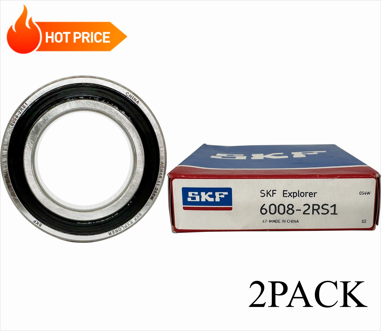 2PACK SKF 6008-2RS1 40X68X15MM Double Rubber Seal Ball Bearings 6008RS
