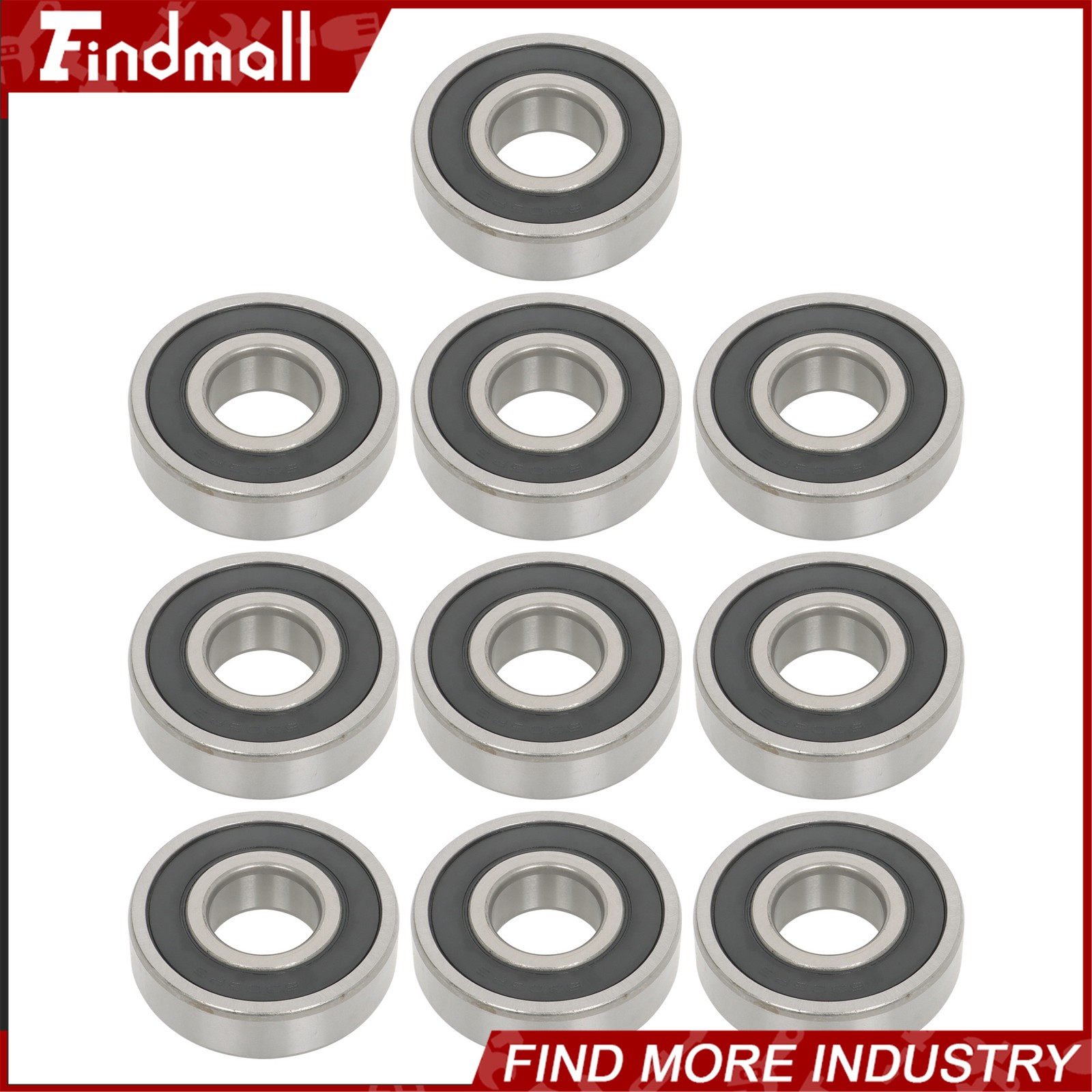 Findmall 6305-2RS C3 Ball Bearing 25x62x17mm 10 Pcs Premium Rubber Sealed