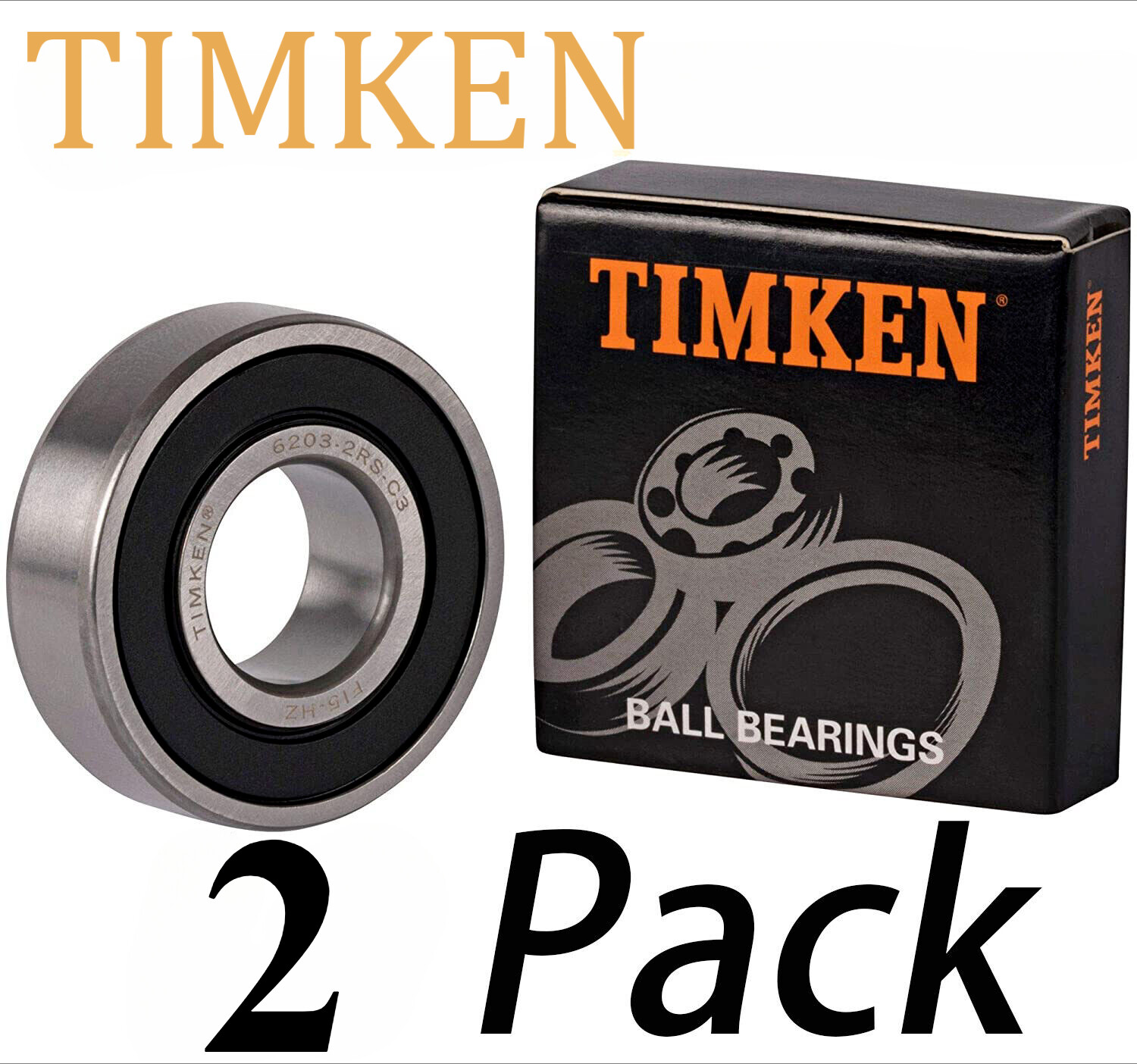 2 Pack 6203-2RS C3 TIMKEN 17X40X12MM Clearance Double Rubber Sealed Bearings