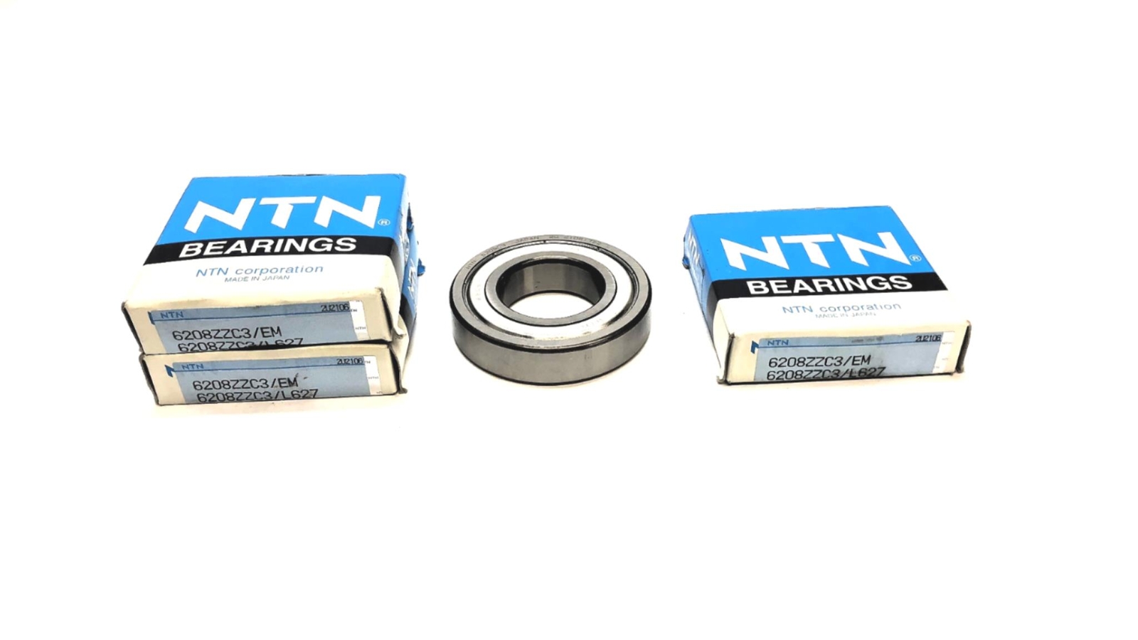 NTN Shielded Ball Bearing 6208ZZC3/EM (6208ZZC3/L627) [Lot of 3] NOS