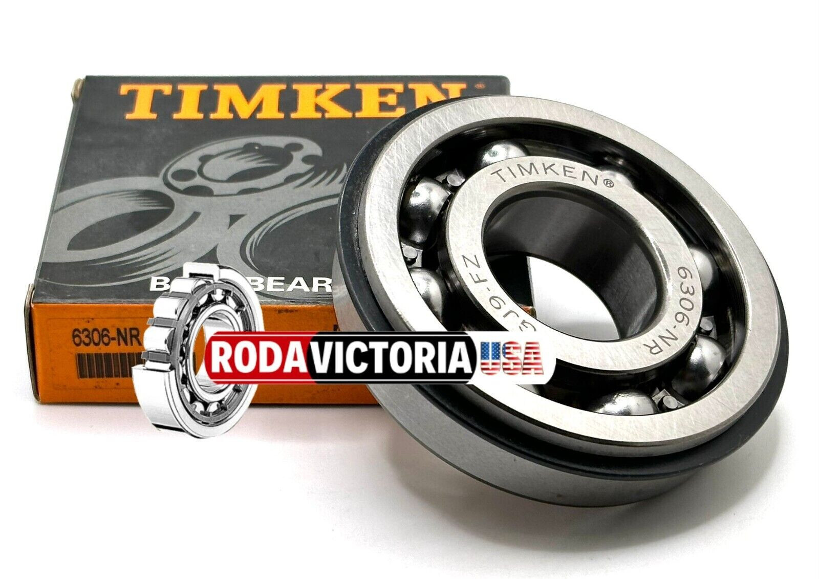 TIMKEN 6306 NR BALL BEARING, OPEN TYPE, NO SEALS + SNAP RING 30x72x19mm