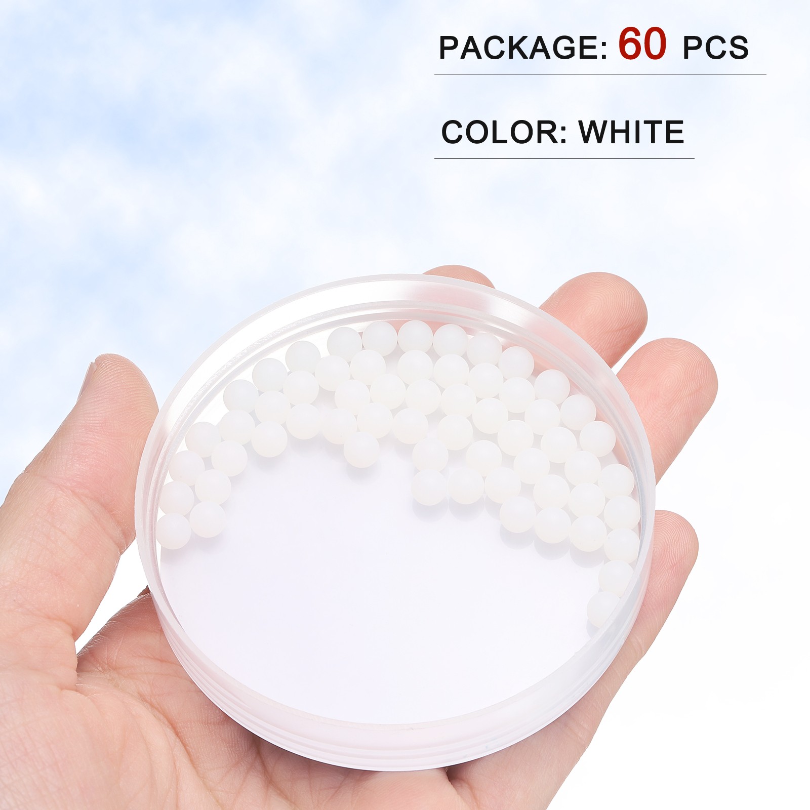 60pcs Nylon Bearing Balls 5mm Solid Plastic Balls G1 Precision White