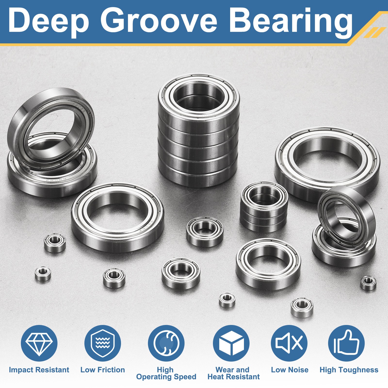 10Pcs 6806-ZZ Deep Groove Bearing, 30x42x7mm Metal Double Sealed Bearing
