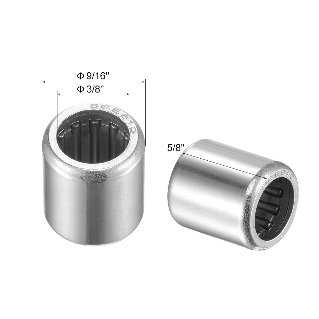 10pcs SCE610 Needle Roller Bearings Chrome Steel Open End 3/8″ x 9/16″ x 5/8″