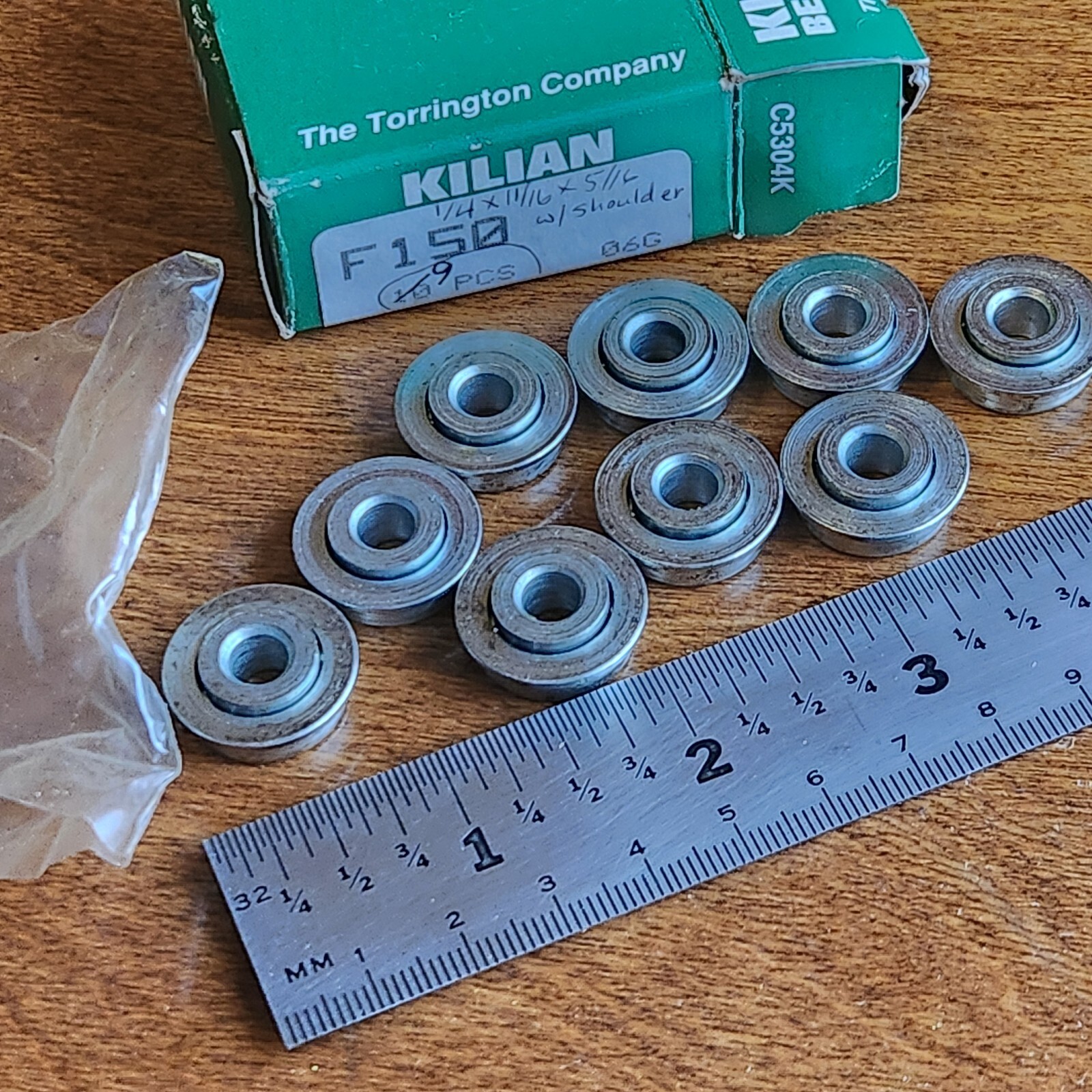 Lot of 9 Kilian F-150 Unground Flanged Bearing 1/4″ id x 11/16″ od x 5/16″ thick