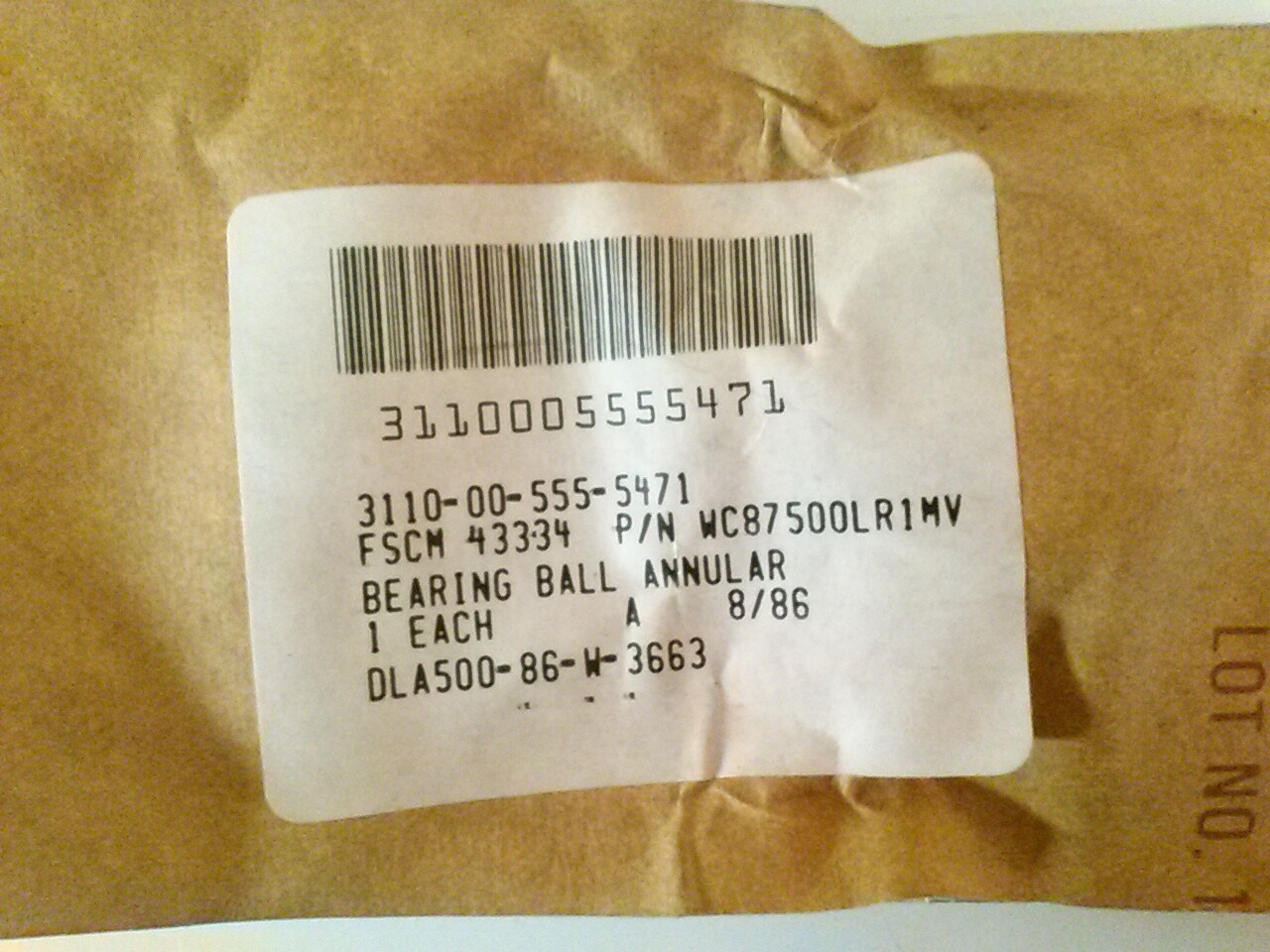 NDH WC87500 LR1MV felt seal bearing, made in USA. New Departure Hyatt.