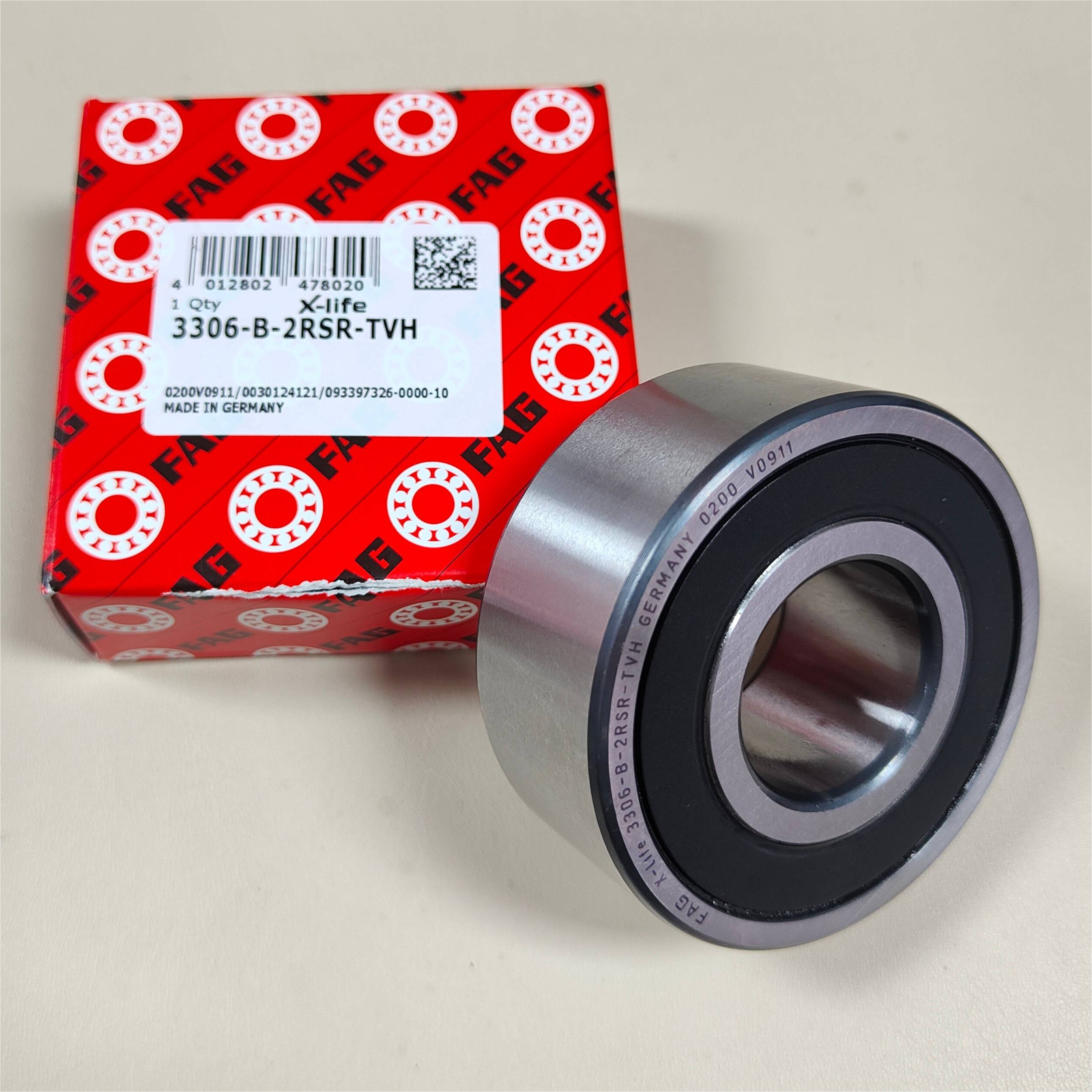 NEW FAG 3306-B-2RSR-TVH DOUBLE ROW ANGULAR CONTACT BALL BEARING USA