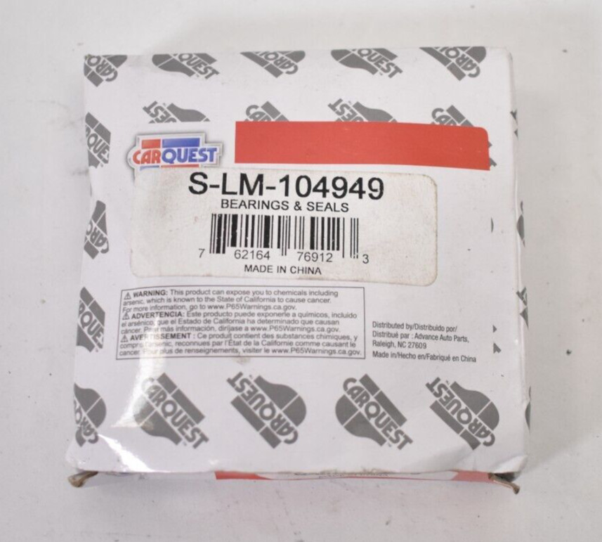 CarQuest Tapered Roller Bearing TS Tapered Single LM104911 LM104949 Device