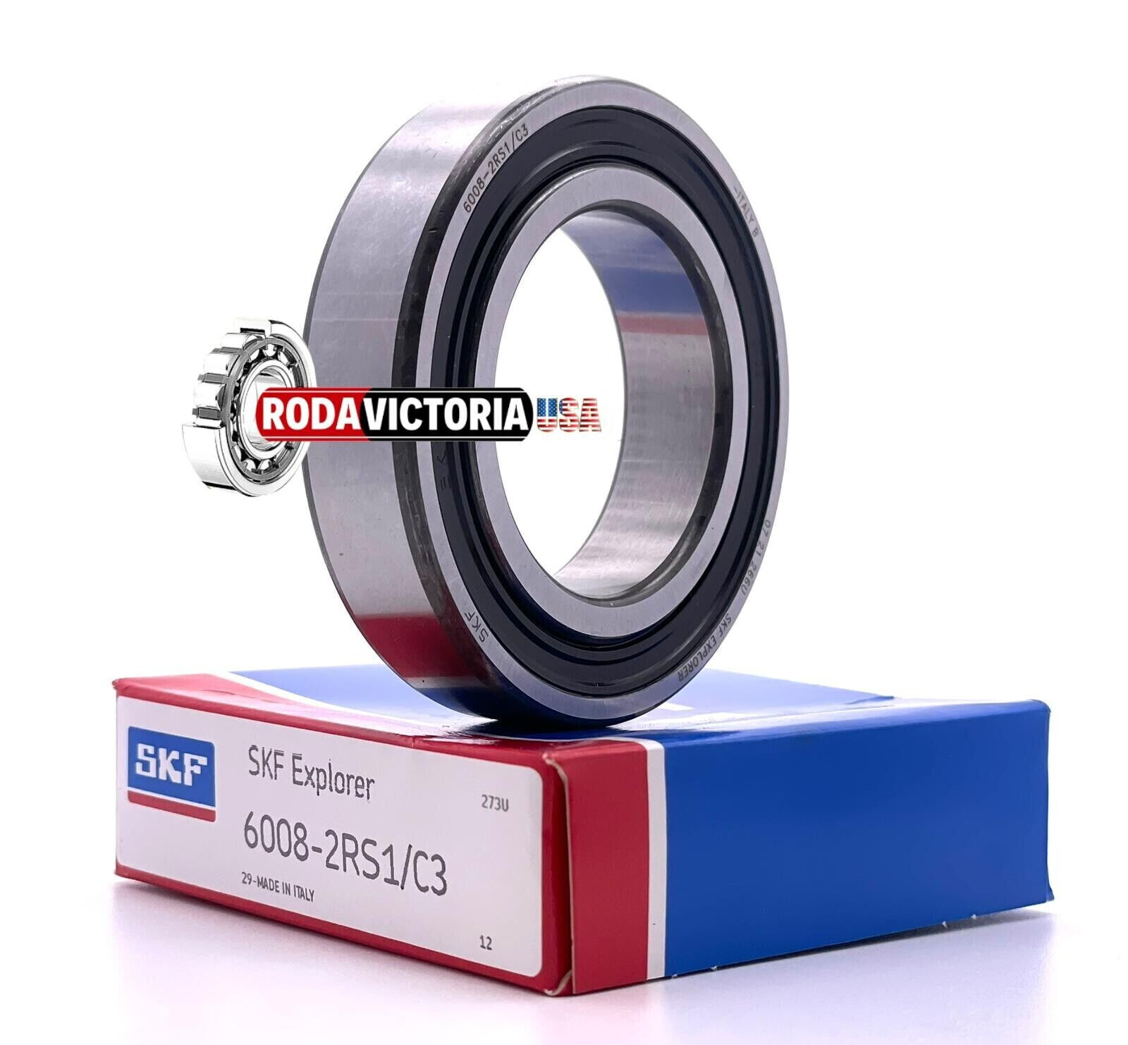 SKF 6008 2RS1 C3 DEEP GROOVE BALL BEARING, RUBBER SEALED 40x68x15 mm.