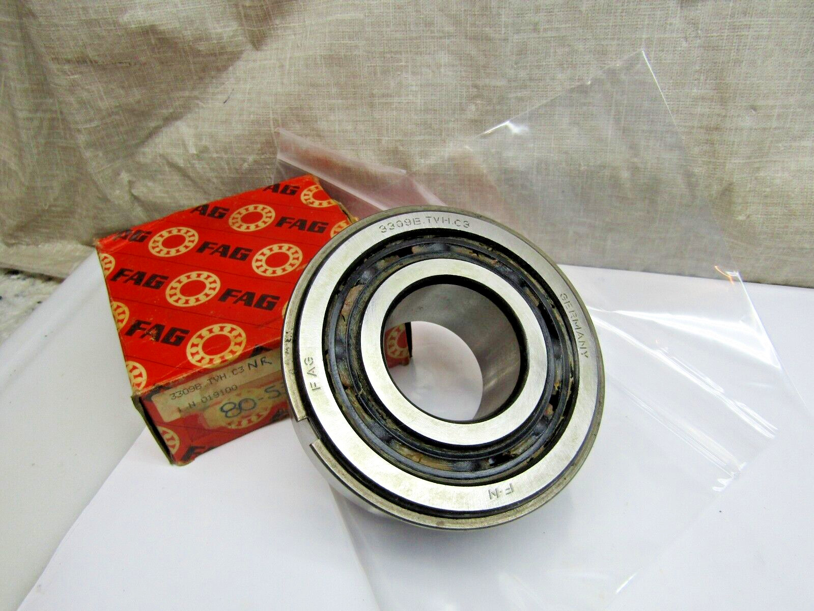 FAG 3309-B-TVH-C3-NR 45mmX 100mmX 1.5625″ Angular Contact Bearing with Snap Ring