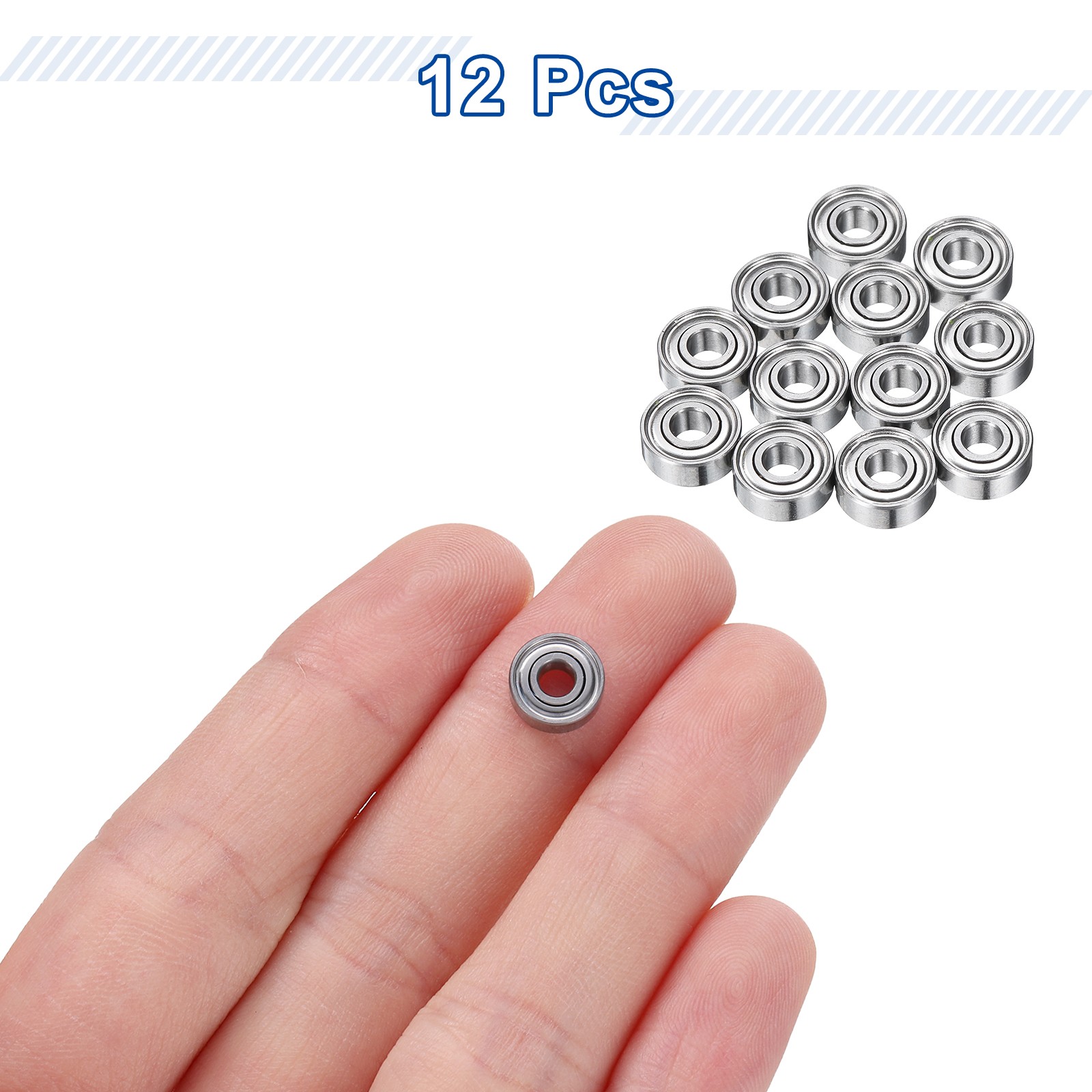 12Pcs MR83ZZ Deep Groove Ball Bearings, 3mm ID 8mm OD 3mm Width Bearing