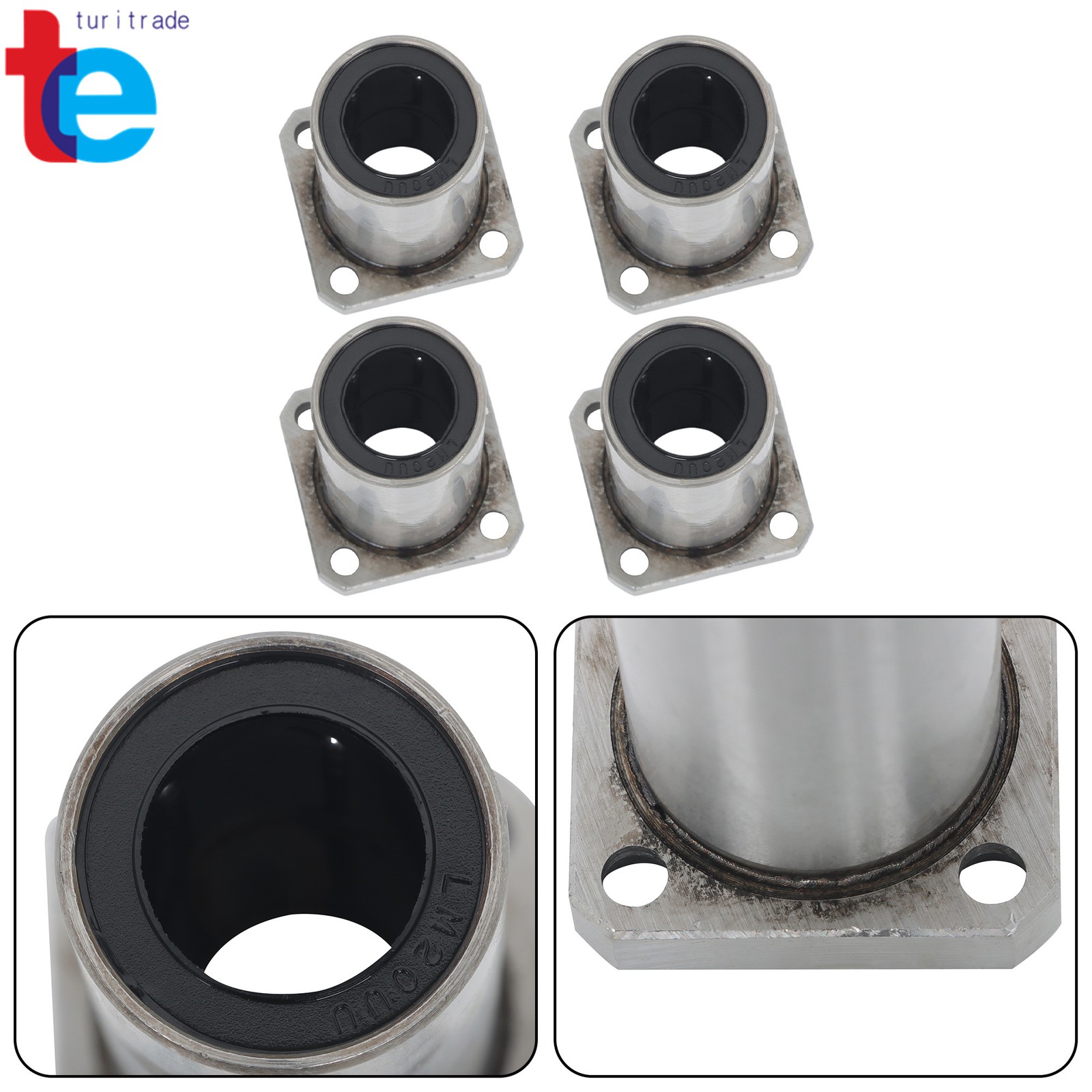 4 Pack Extra Long LMK20LUU Linear Bearings 4pcs 20mm Bore 32mm OD Steel Cage