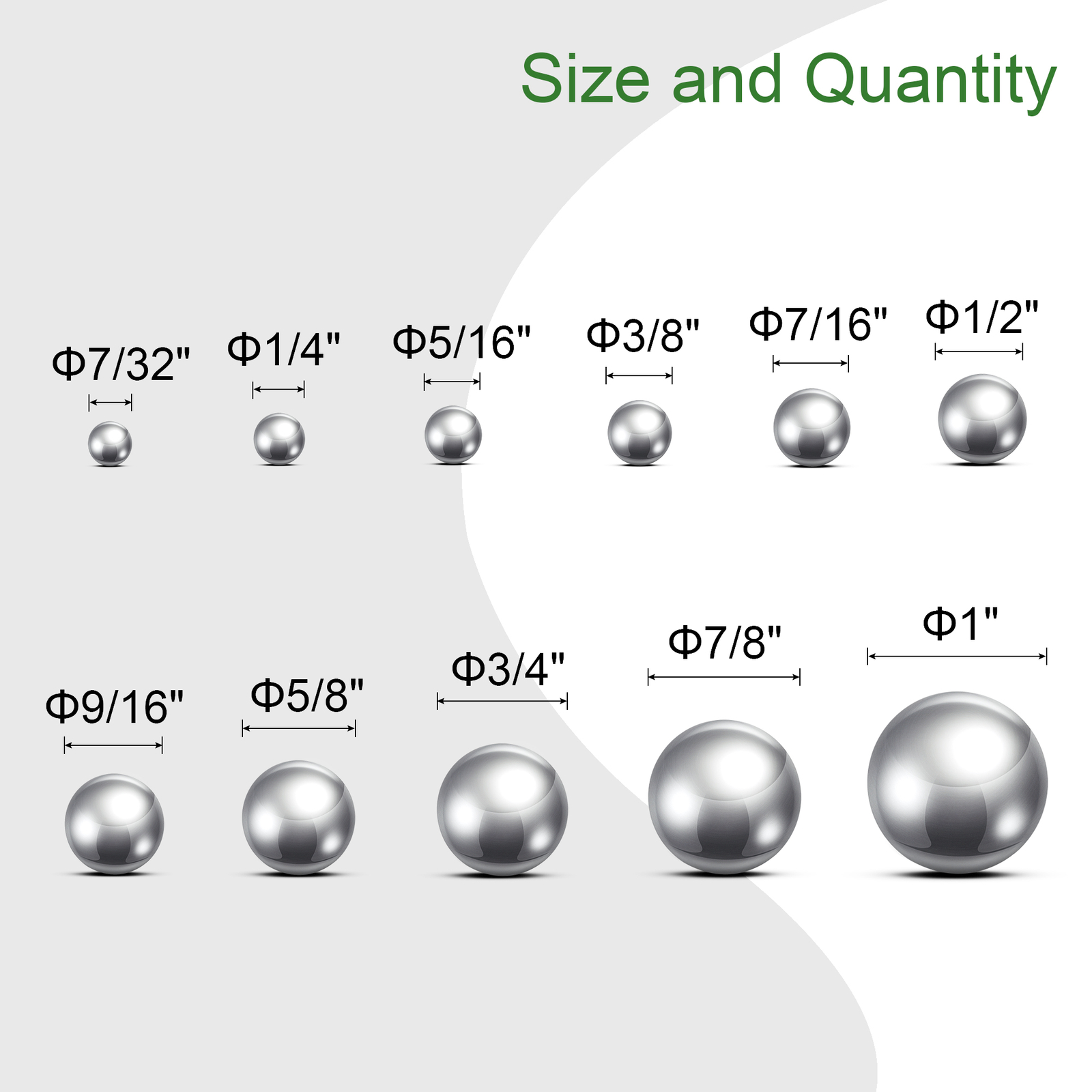 11 Pack 11 Size Bearing Balls Assortment 304 Stainless Steel with Storage Box