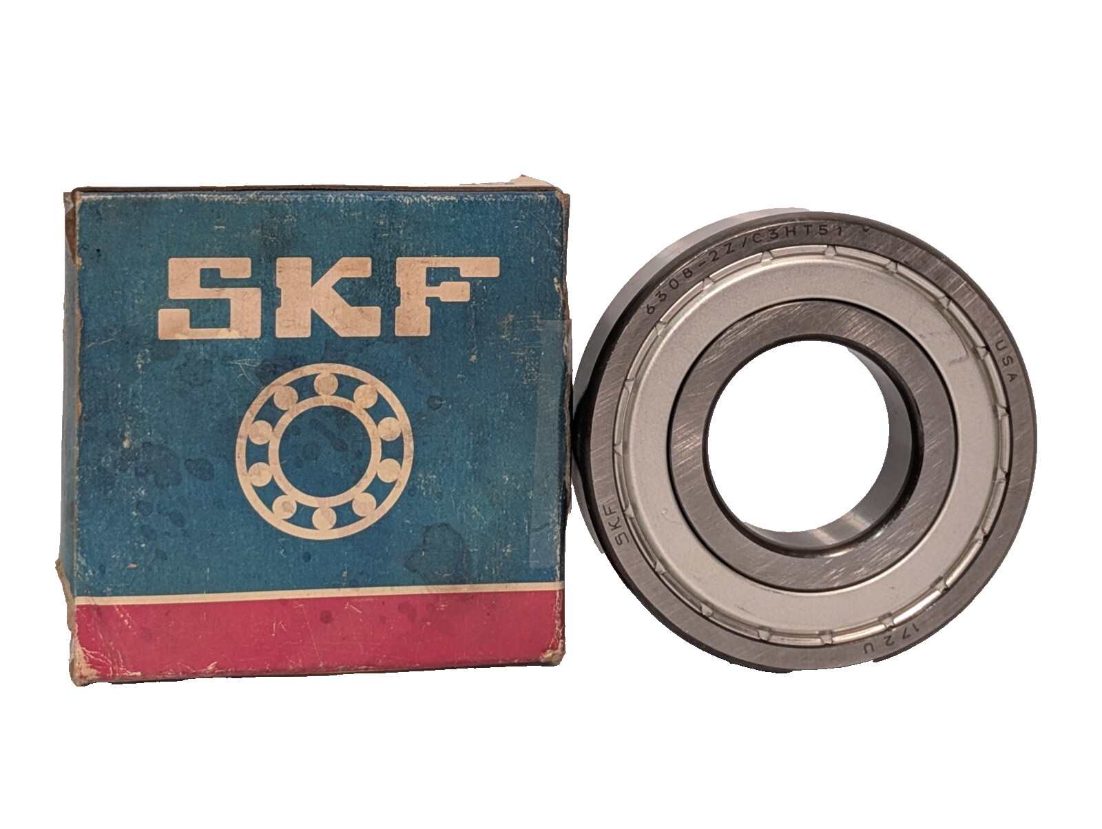 SKF 6308-2ZJEM Single Row Ball Bearing, C3H151, 172U, Made in USA, 63082ZJEM