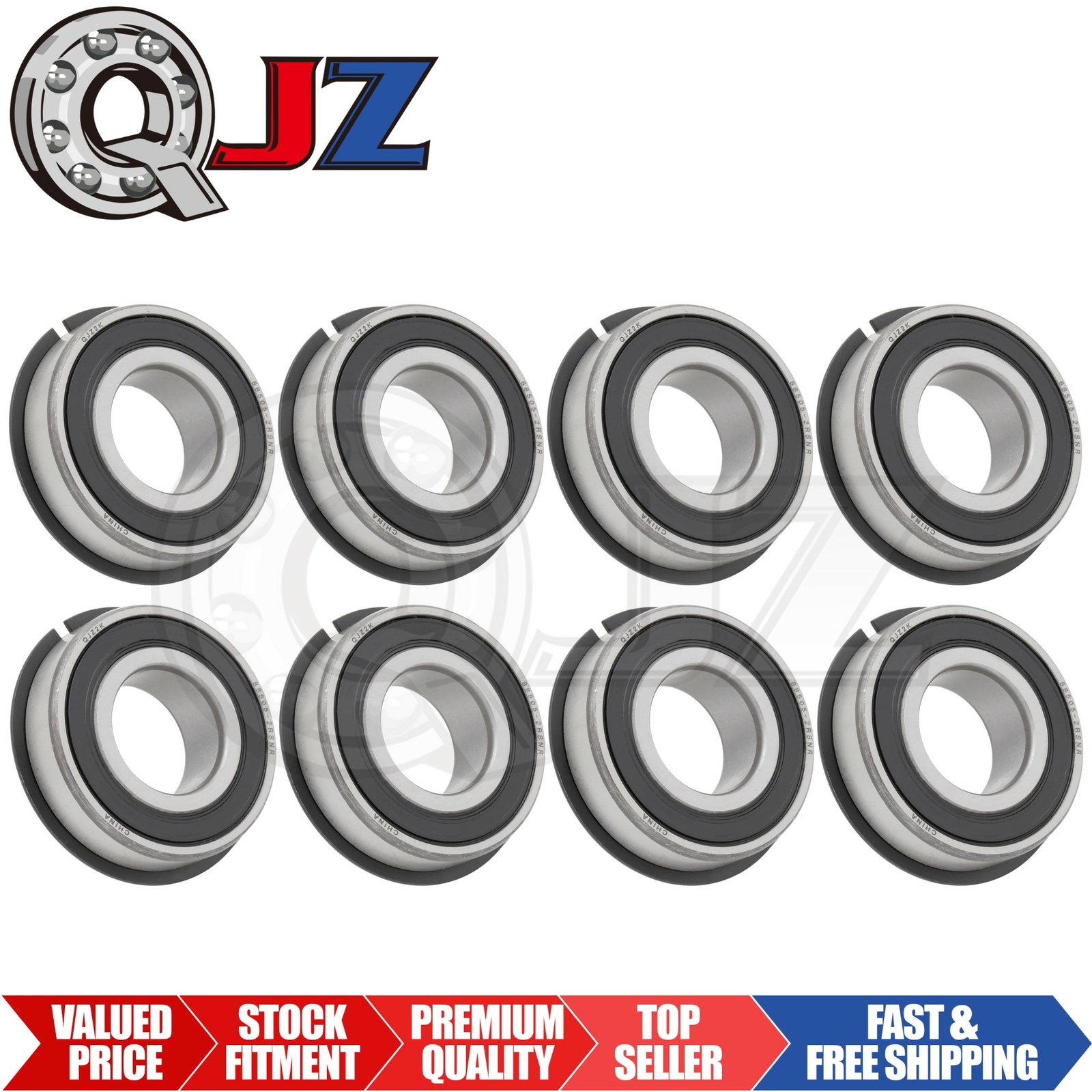 [Qty.8] 88505-2RS-NR Ball Bearing W/ Snap-Ring [25mm ID x 52mm OD x 16.75mm W]