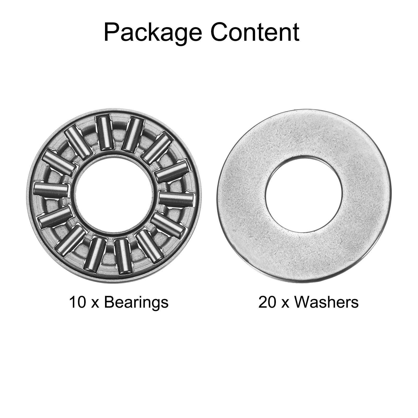 10 Sets AXK1024+2AS Thrust Needle Roller Bearings 10x24x4mm, P5 (ABEC 5)