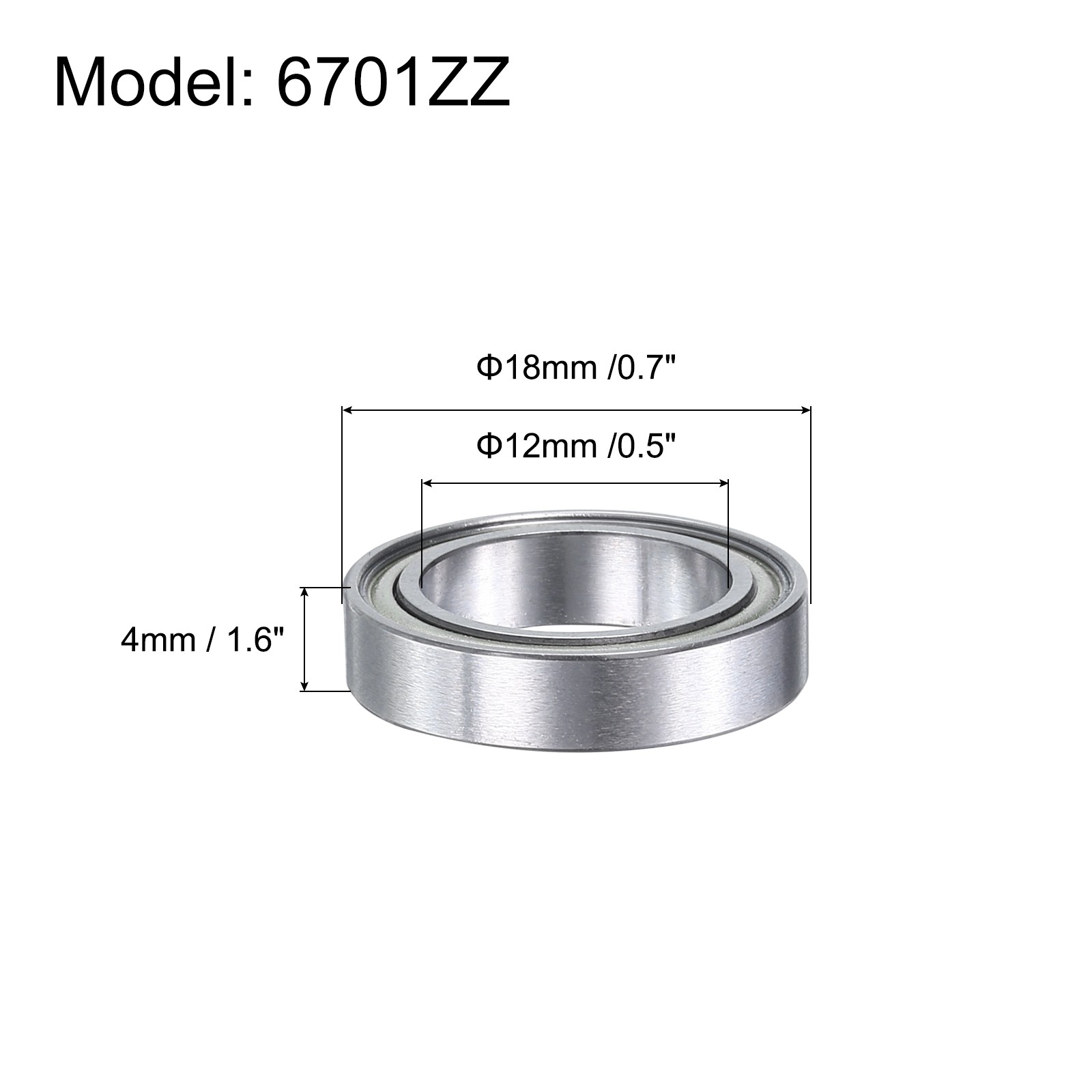 6701ZZ Deep-Groove Ball Bearings Double Metal Sealed 10Pcs