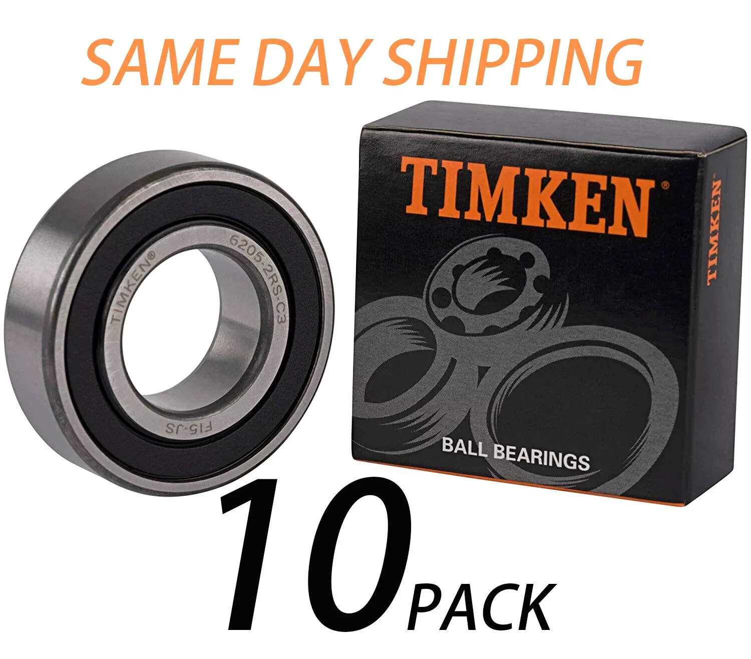 10 PACK TIMKEN 6205-2RS C3 25X52X15MM Double Rubber Seal Bearings 6205RS