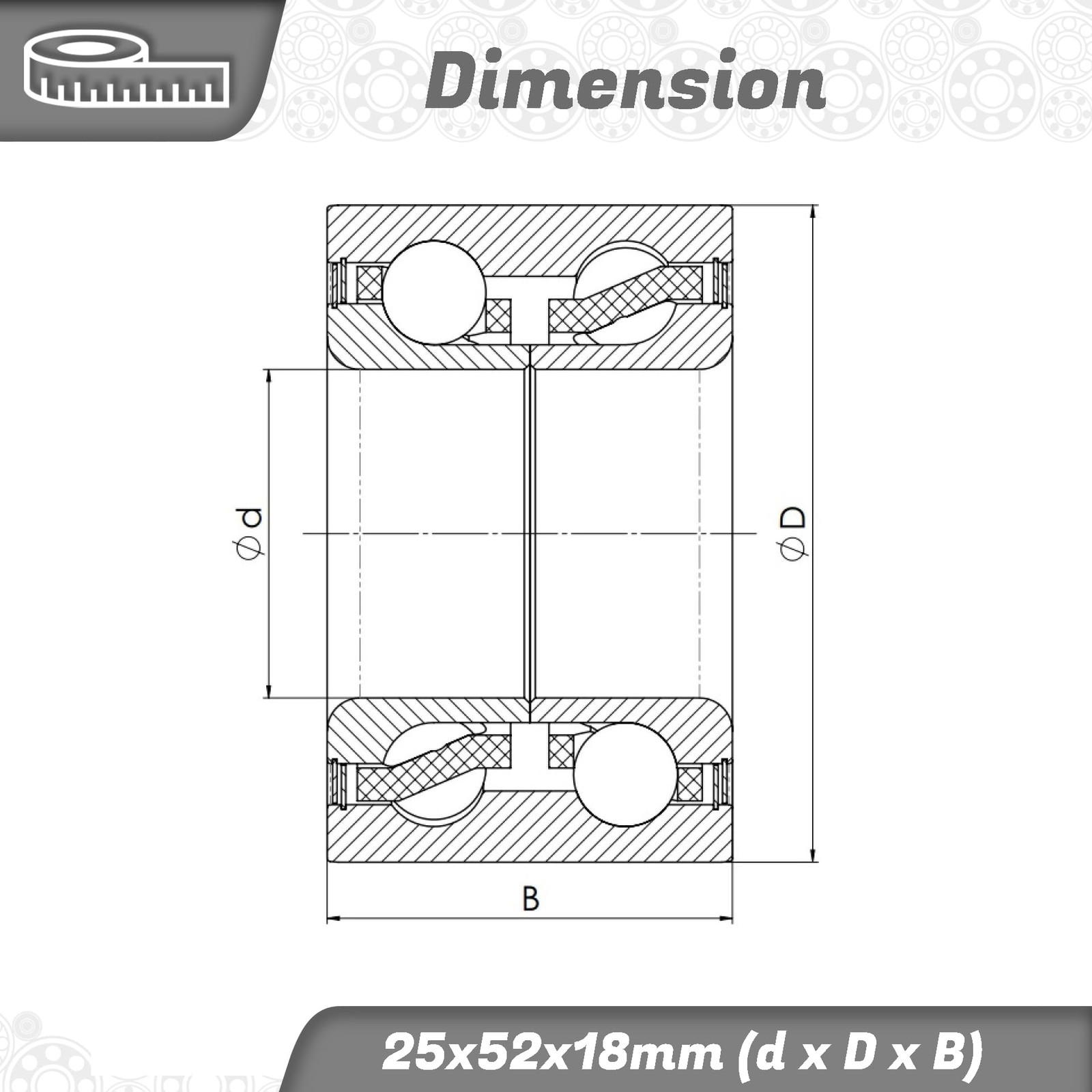 Angular Contact Ball Bearing 4205 c3 25x52x18mm DIN 628