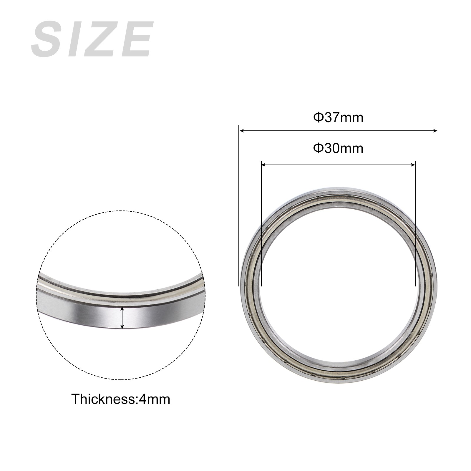 Bearings (6706ZZ, 30mmx37mmx4mm) 2Pcs, Chromium Steel Double Shielded