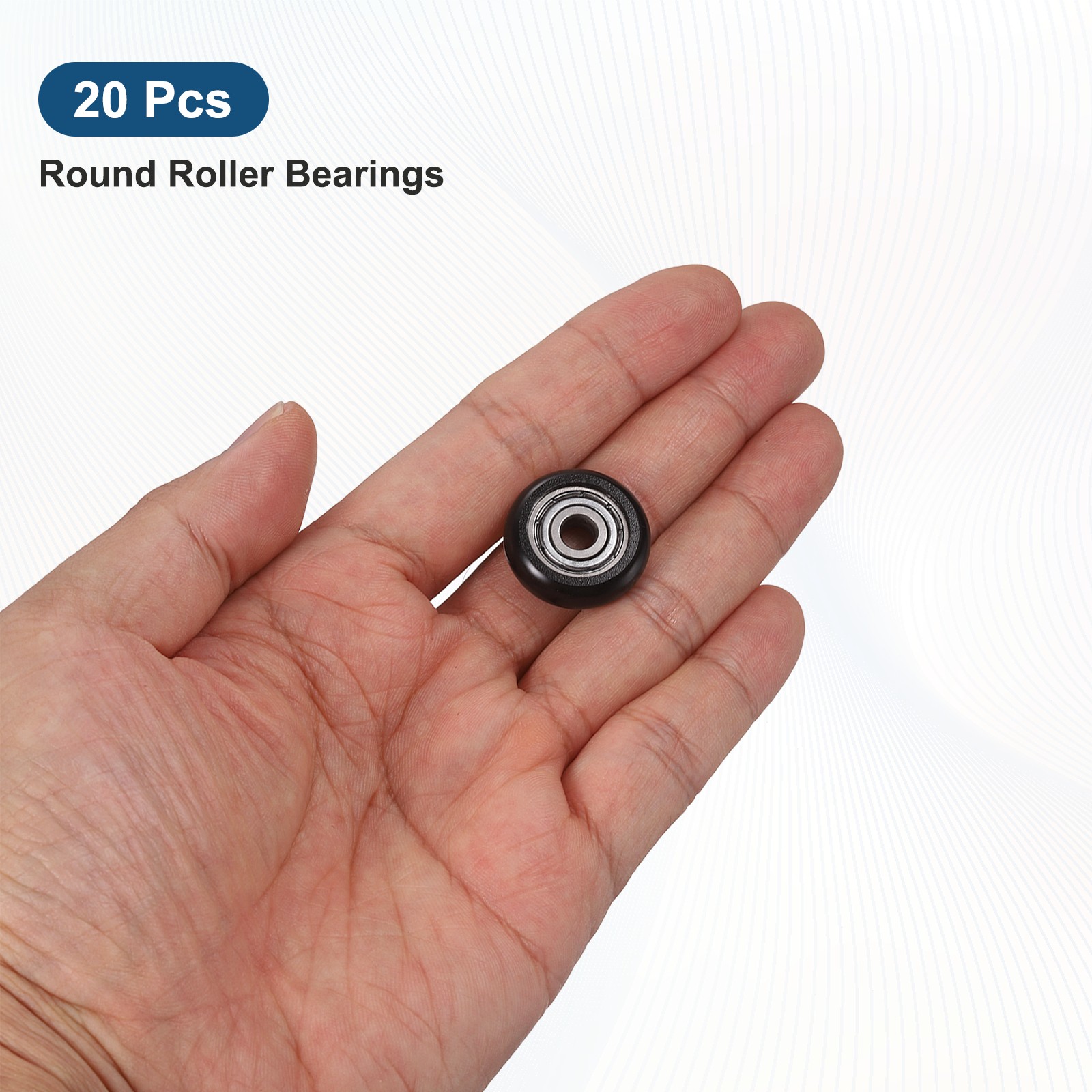 20Pcs 5x22x7mm Metal Shielded (GCr15) Chrome Steel Bearing+POM Guide, Black