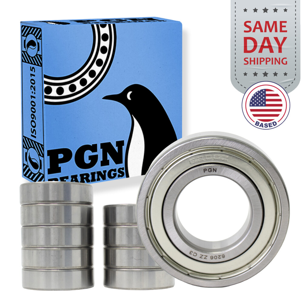 (10) 6206-ZZ Premium Metal Shield Ball Bearing C3 EMQ, 30x62x16, 6206 ZZ 6206z
