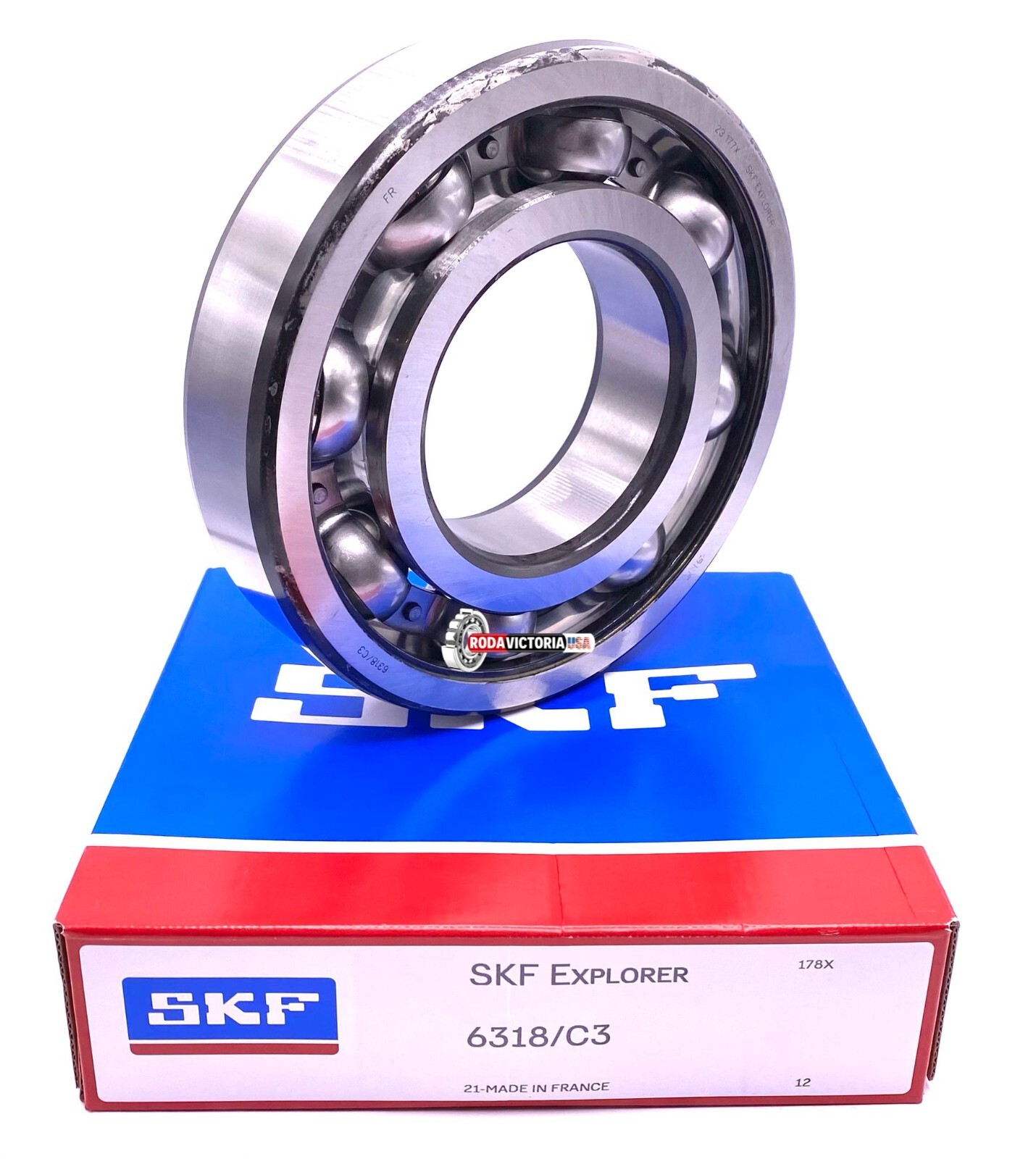 SKF 6318 DEEP GROOVE BALL BEARING, OPEN TYPE, NO SEALS 90x190x43mm SKF