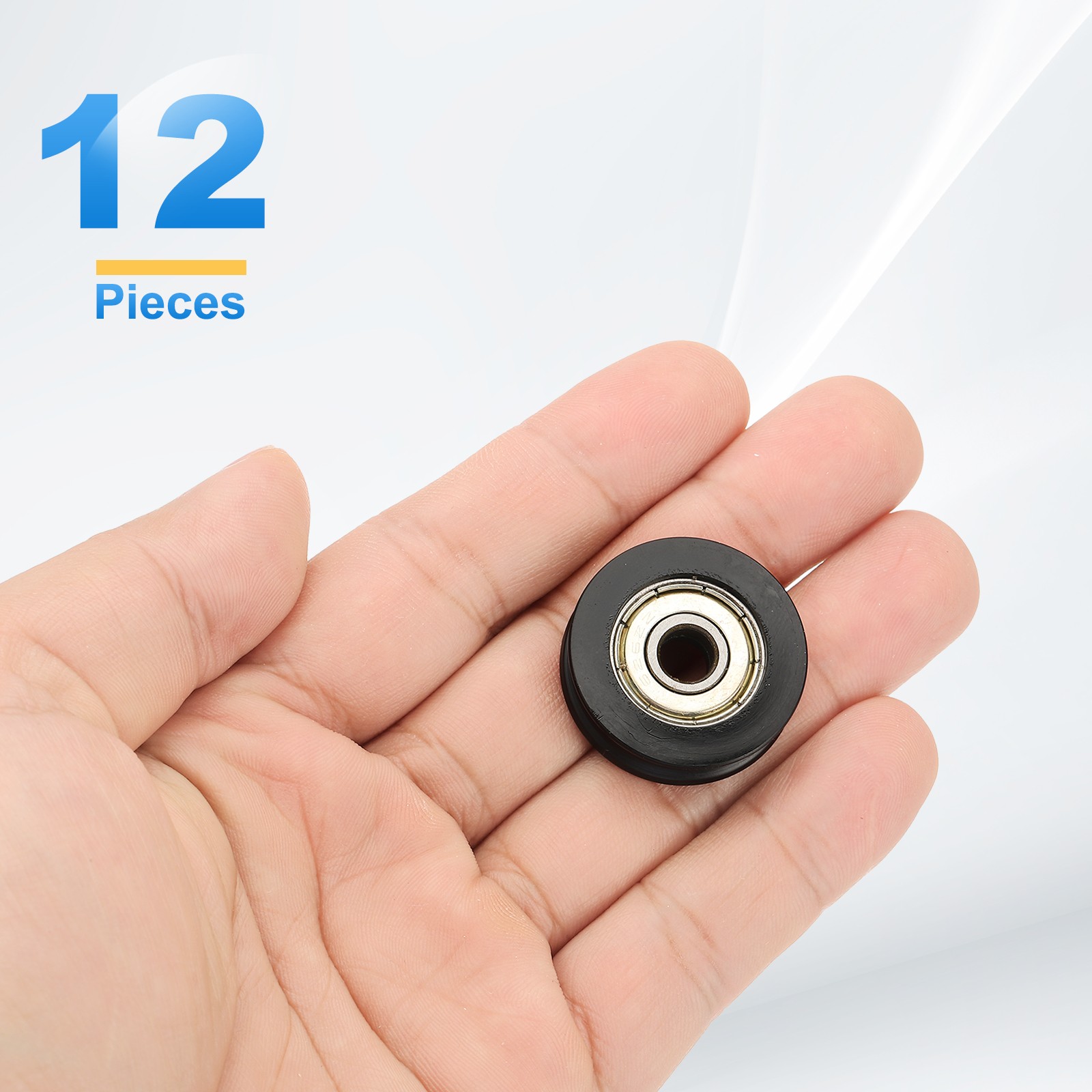 12Pcs Plastic Nylon Guide Bearings 6x27x8mm for Pulley (Black)