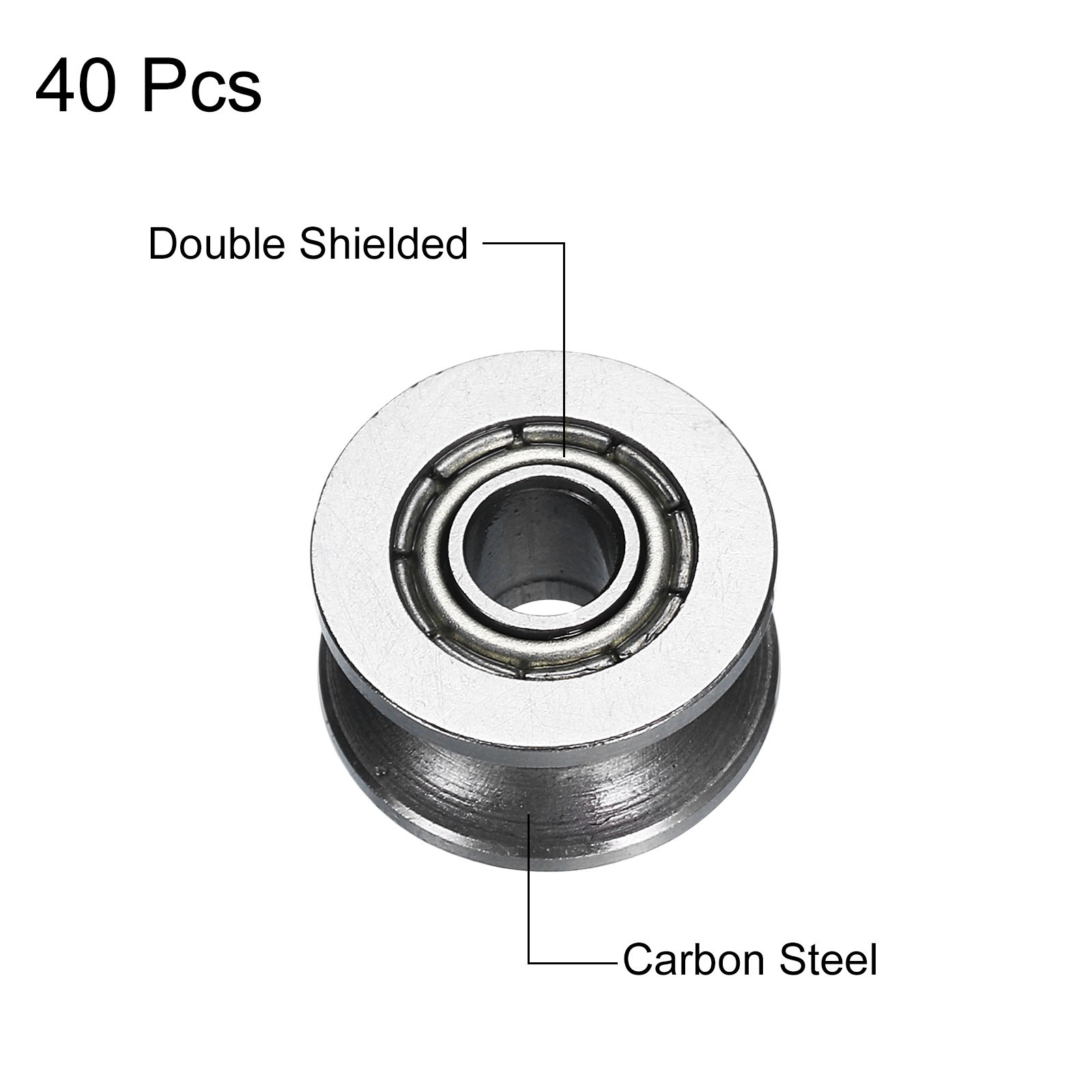 40pcs – U624ZZ U Groove Track Guide Bearing 4x13x7mm U Groove Roller Wheel