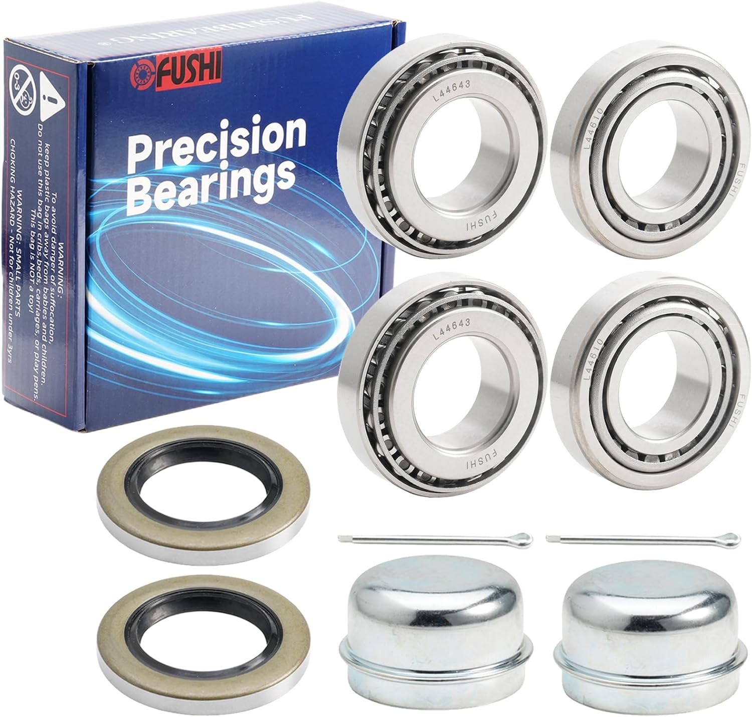 2 Set Fits for 1” Axles Trailer Wheel Hub Bearings Kit, L44643/L44610,1.000″ ID