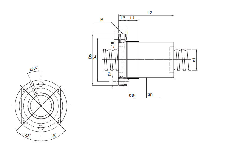 025-10-03-0550-130 BALL SCREW_SL101025_1006 Flanged nut ball screw