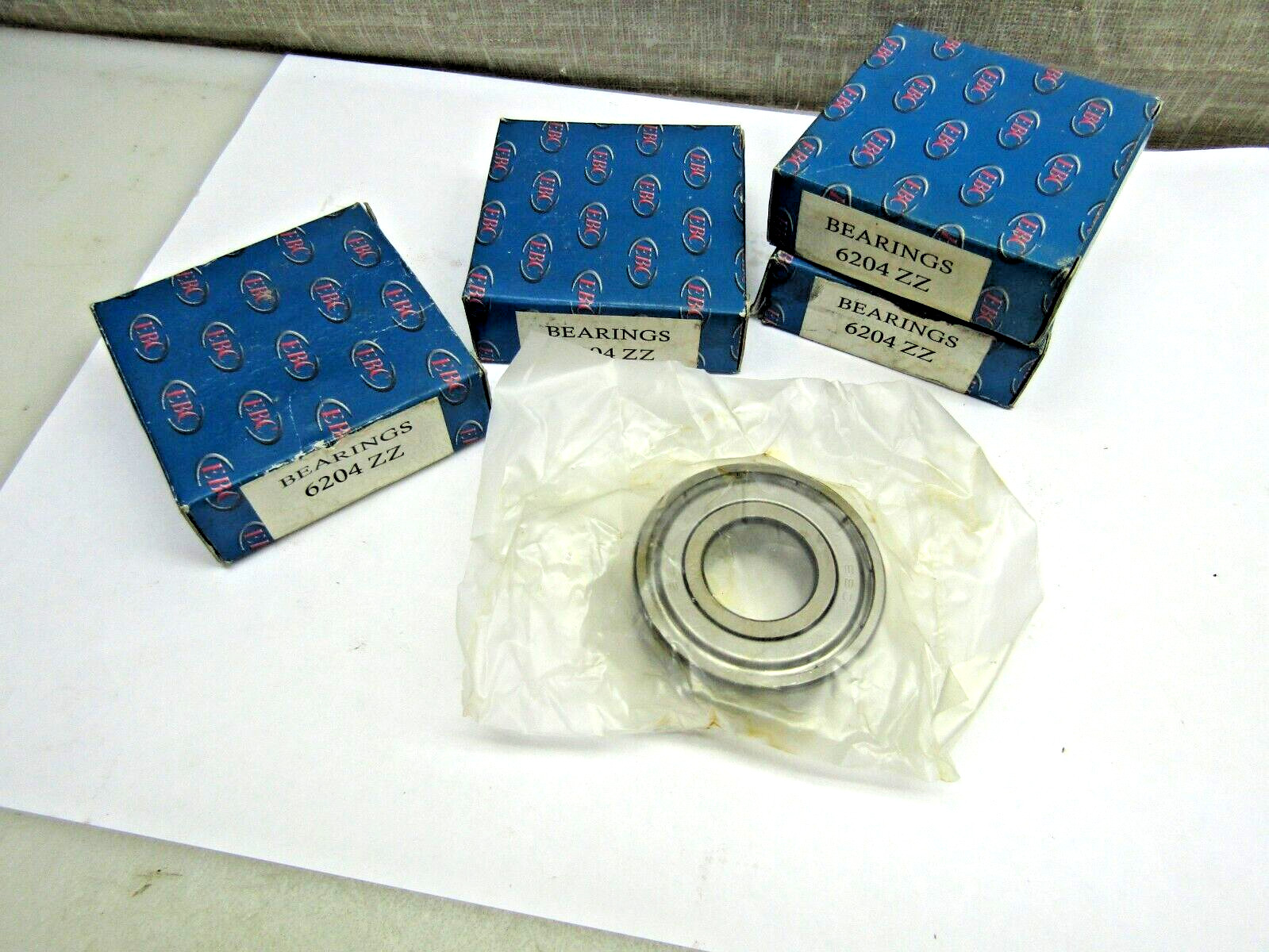 (Lot of 4) EBC 6204-ZZ 20mm x 47mm x 14mm Metal Shielded Bearing