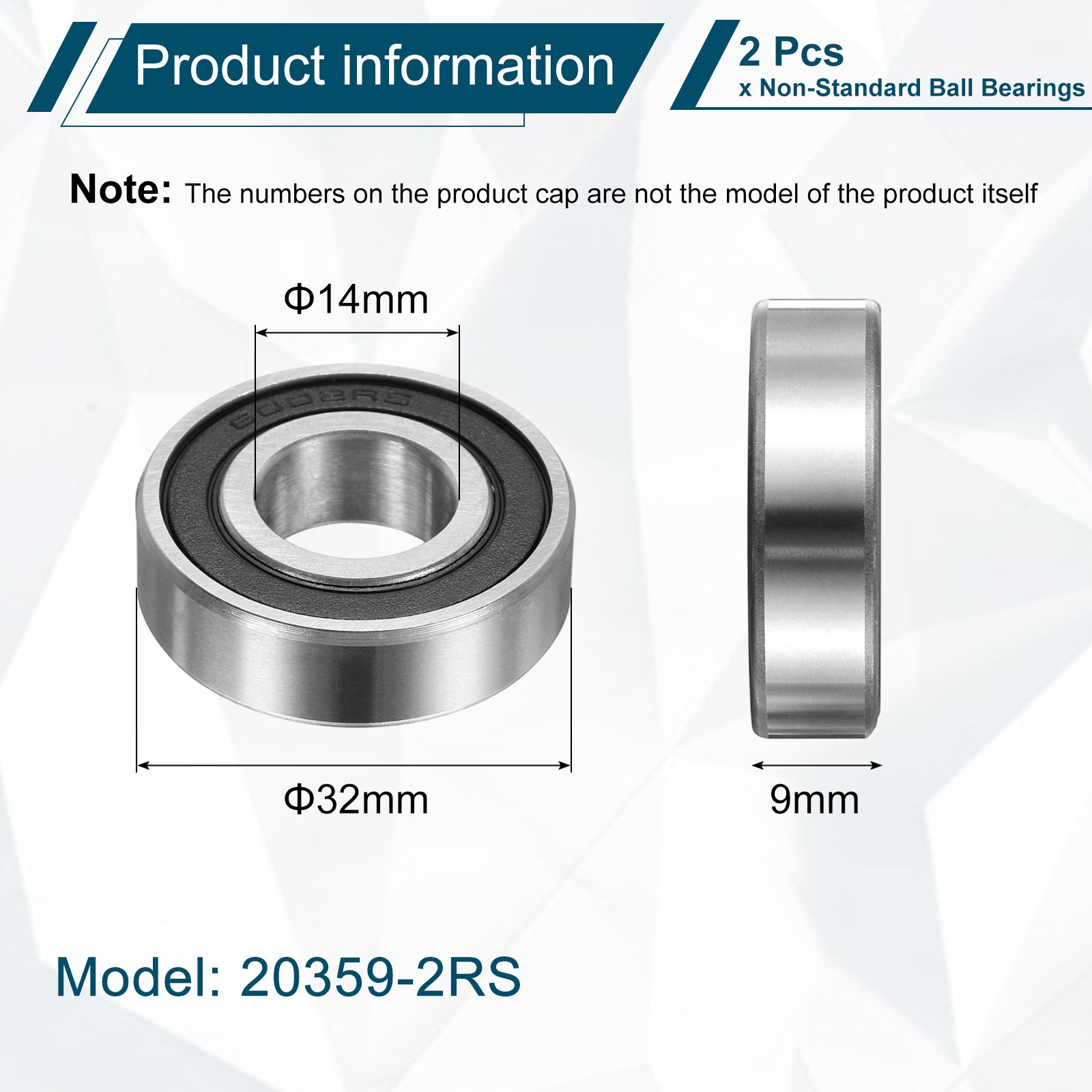 2Pcs Ball Bearings 14x32x9mm for 14329-2RS Non Standard