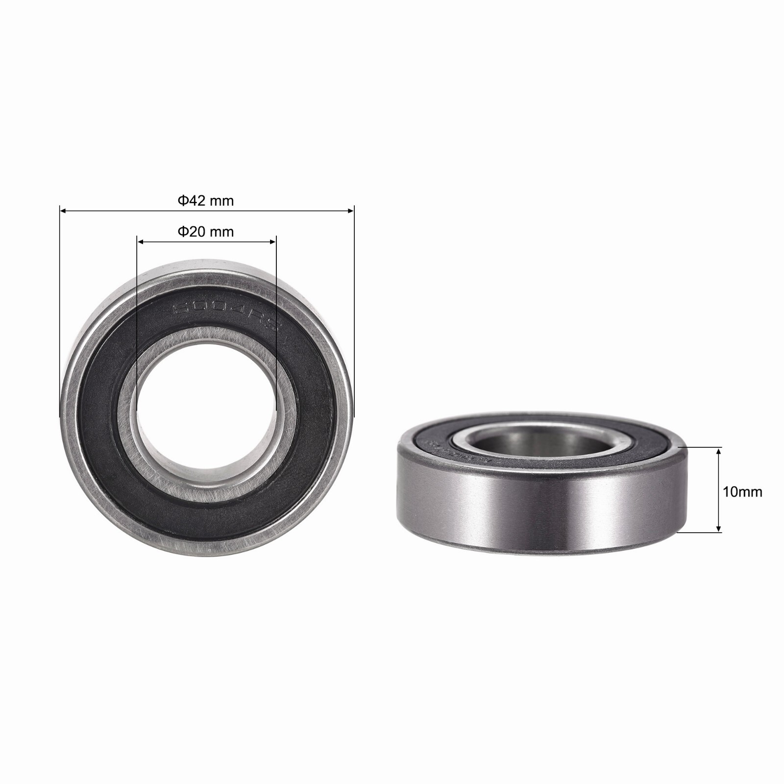 4 pcs 6004-2RS C3 Double Rubber Sealed Deep Groove Ball Bearings 20x42x12mm