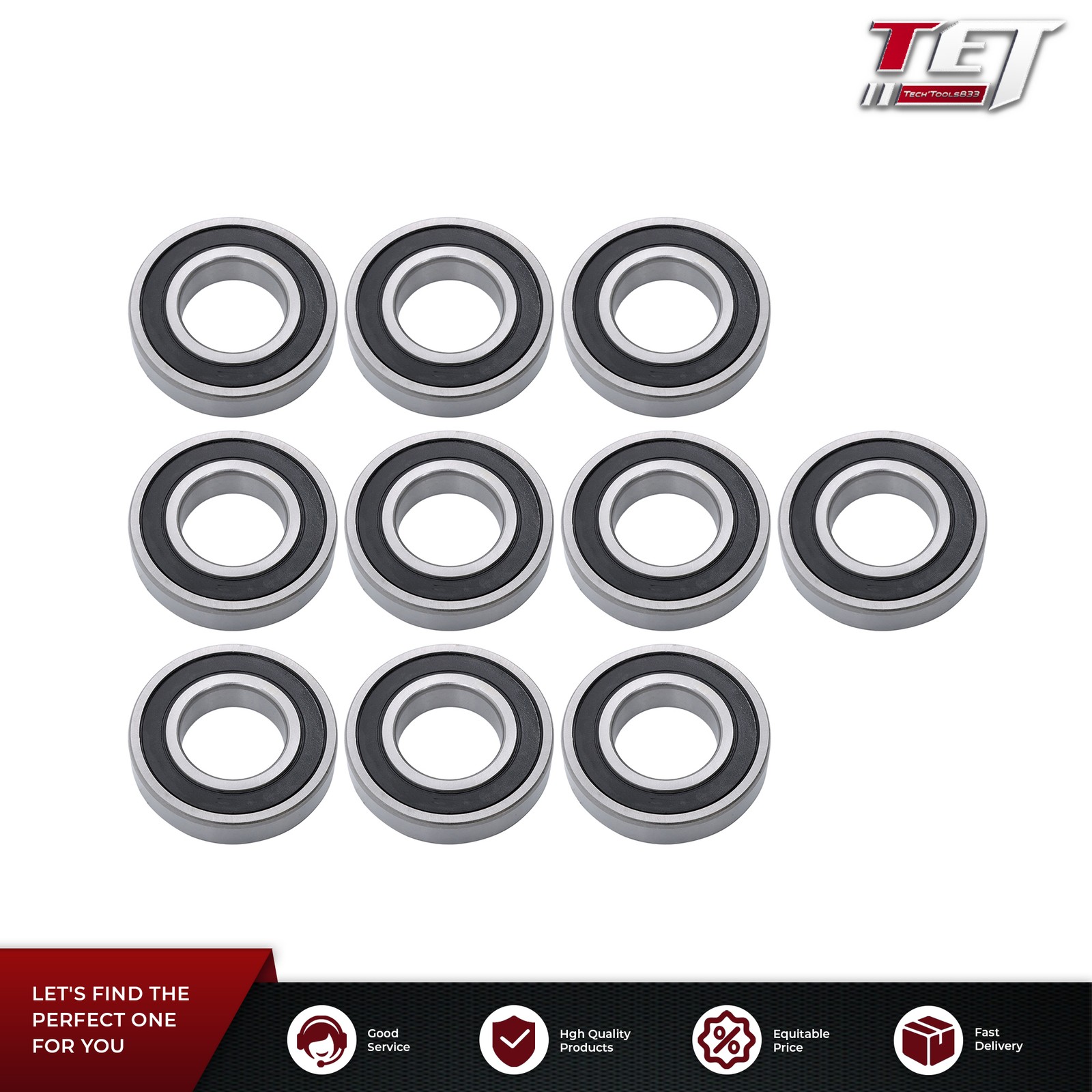 10 Pack 6208-2RS 40mmx80mmx18mm Deep Groove Ball Bearing Rubber Sealed