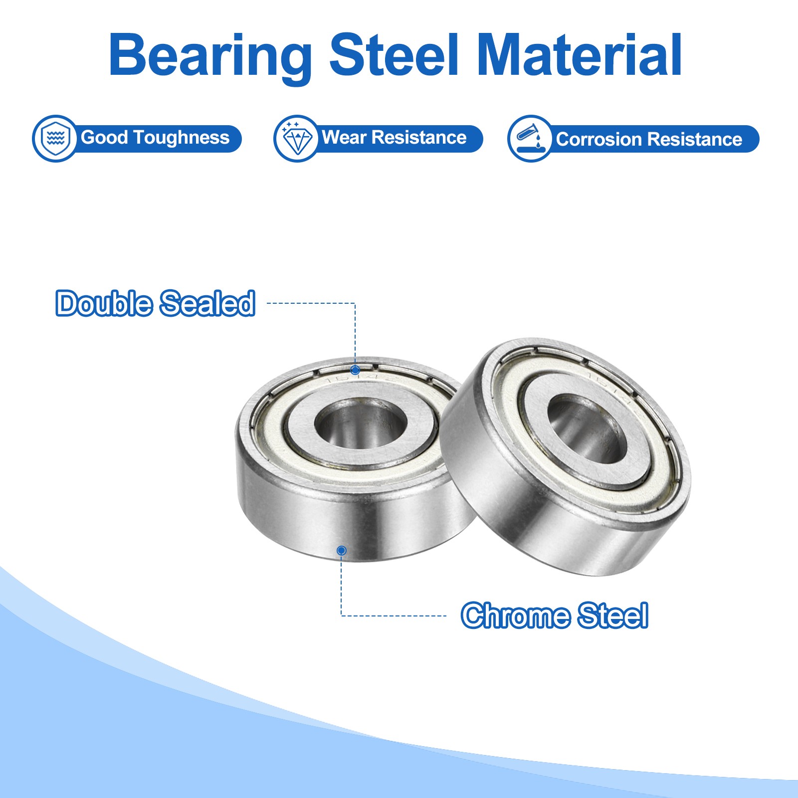 8pcs 1614ZZ 3/8″ ID x 1-1/8″ OD x 3/8″ Height Z3 Ball Bearings Silver Tone