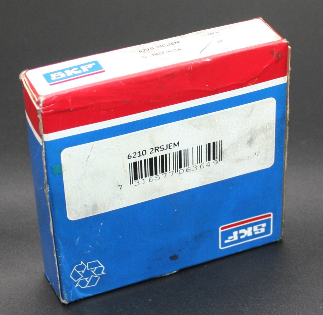 One (1) SKF 6210 2RSJEM Deep Groove Bearing 50 MM ID USA GOSS 40104-6210 NEW