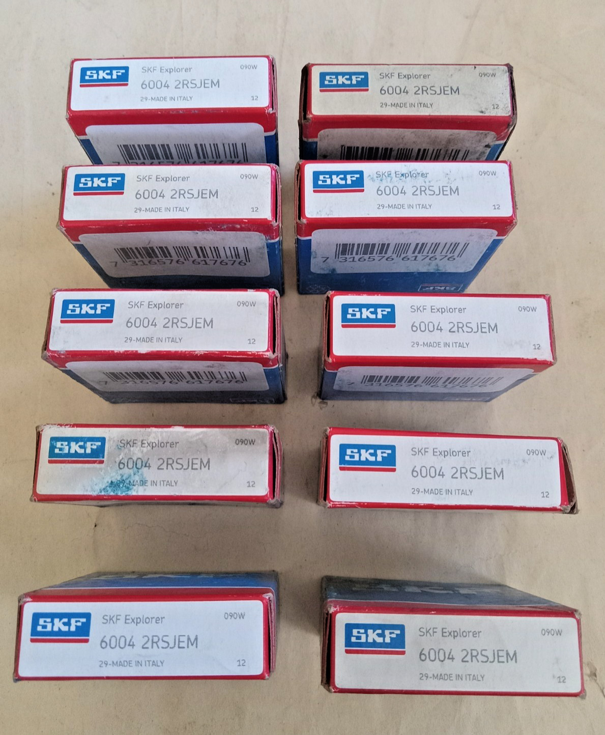SKF 6004 2RSJEM *Lot of 10* Ball Bearings 20mm ID 42mm OD 12mm Width