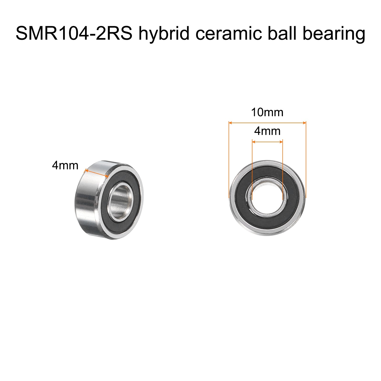 SMR104-2RS Miniature Hybrid Ceramic Bearing 4x10x4mm Double Sealed Bearing,Black