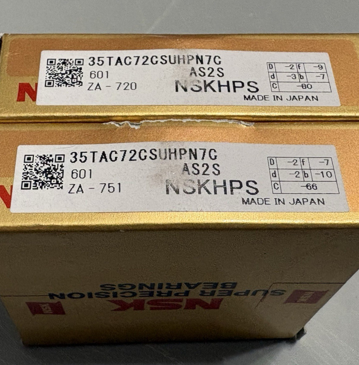 NSK 35TAC72BSUC10PN7B Angular Contact Super Precision Bearing Set of Two )