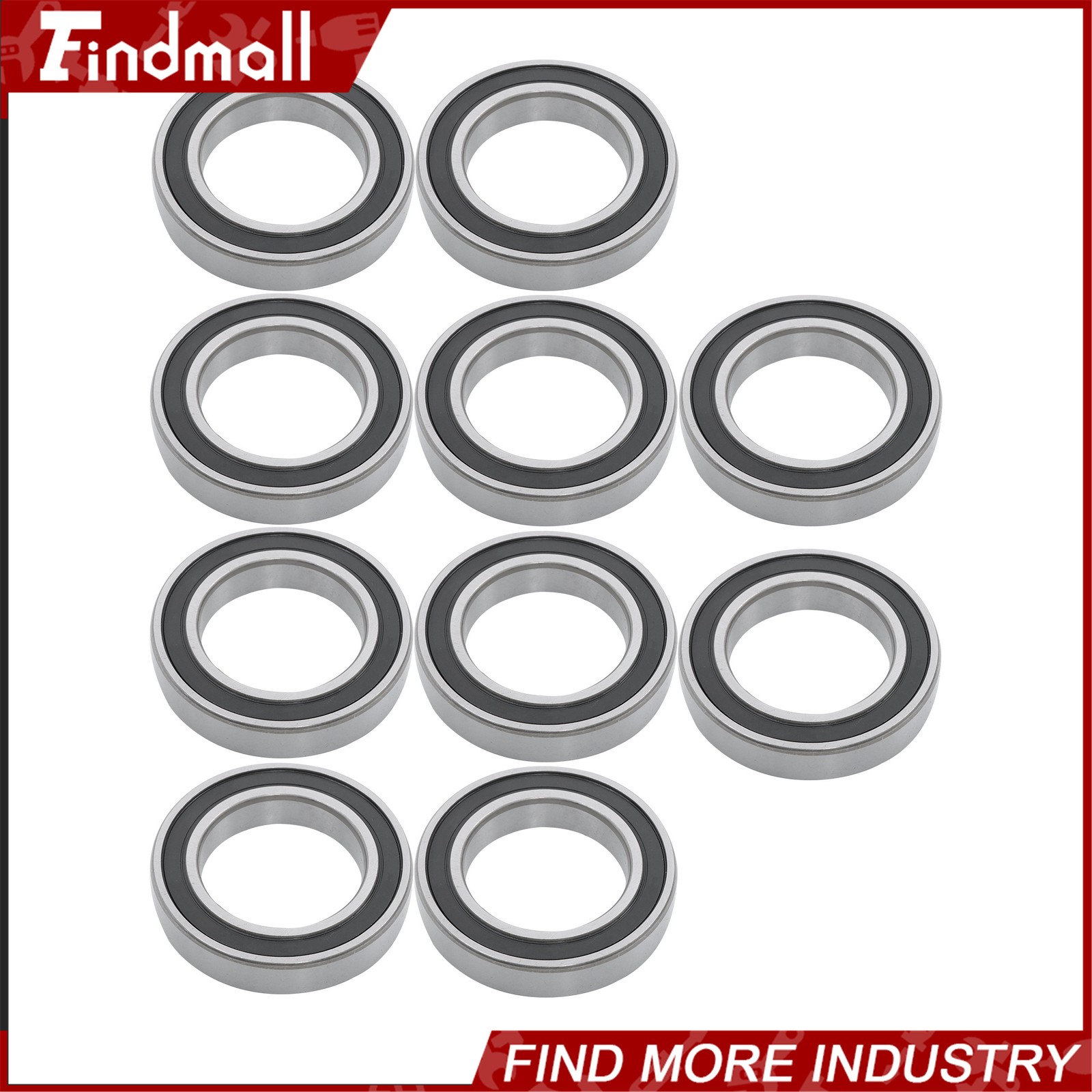 Findmall 6010-2RS Deep Groove Bearings 10pack 50x80x16mm Rubber Sealed Set