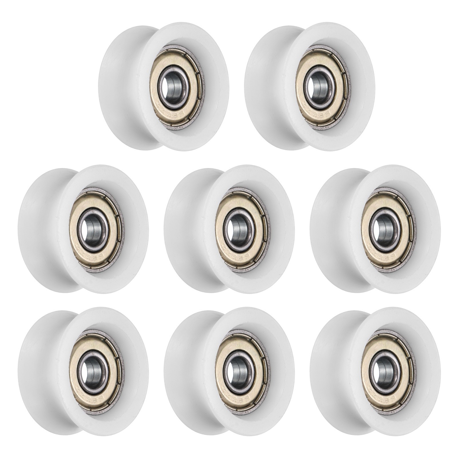 8 Pcs 6×27.3x13mm White U Type Groove Plastic Guide Bearing Roller Wheels