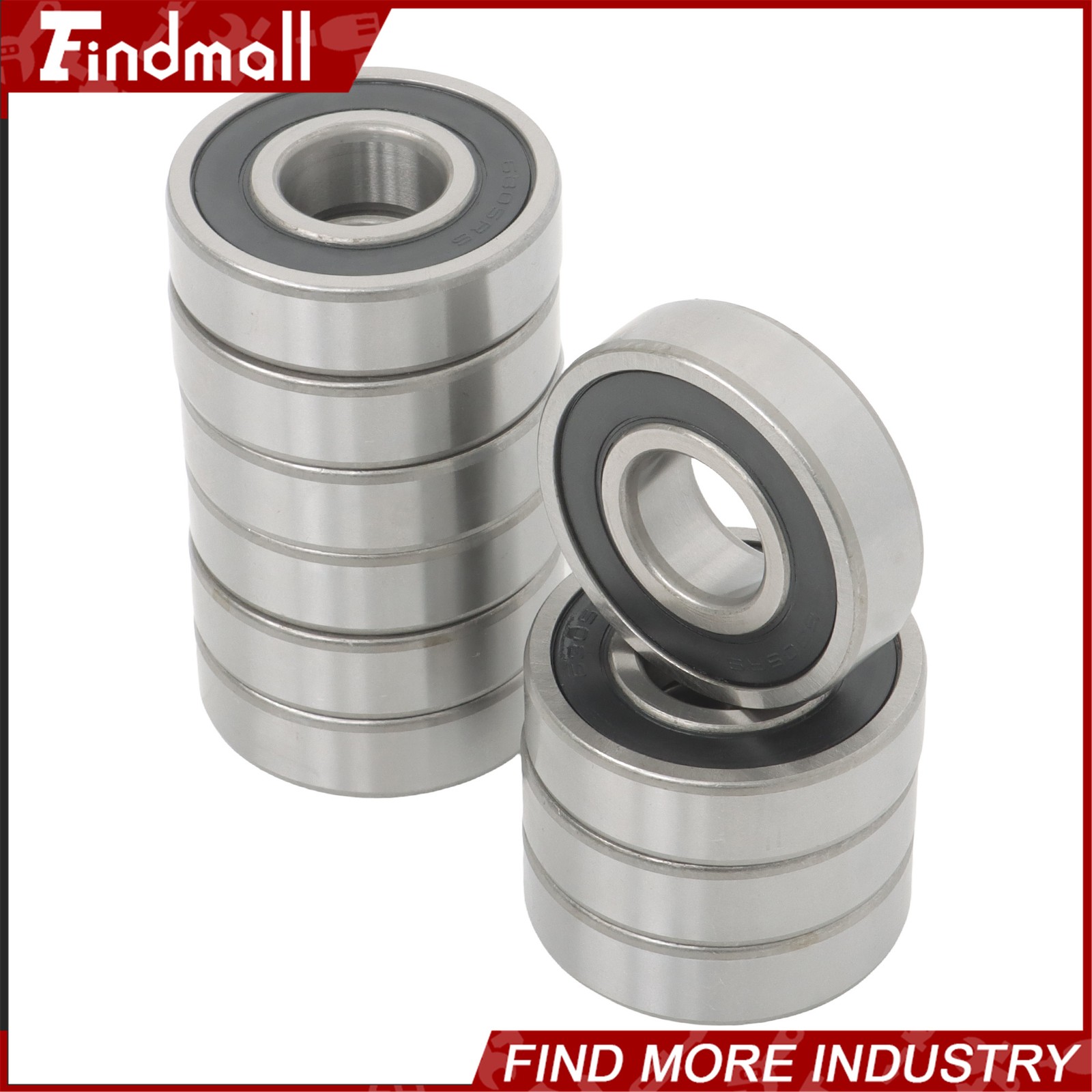Findmall 6305-2RS C3 Ball Bearing 25x62x17mm 10 Pcs Premium Rubber Sealed