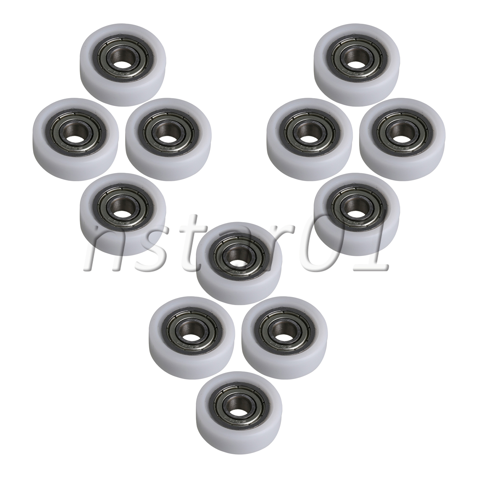 Round Nylon Pulley Wheels Roller Bearing for Slide Window Door Set of 12 White