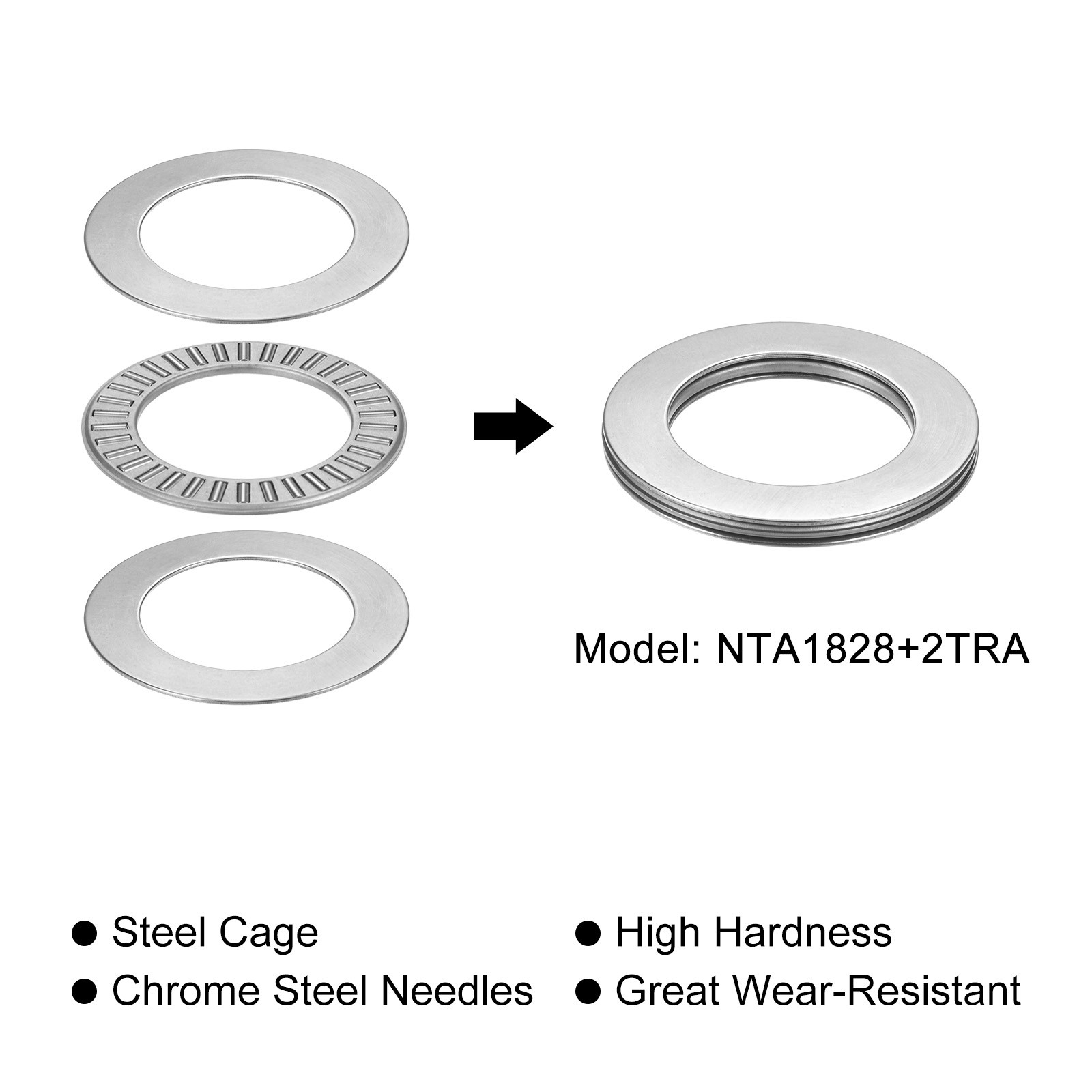 NTA1828 Thrust Needle Roller Bearings 1-1/8″x1-47/64″x5/64″ with Washer 5pcs