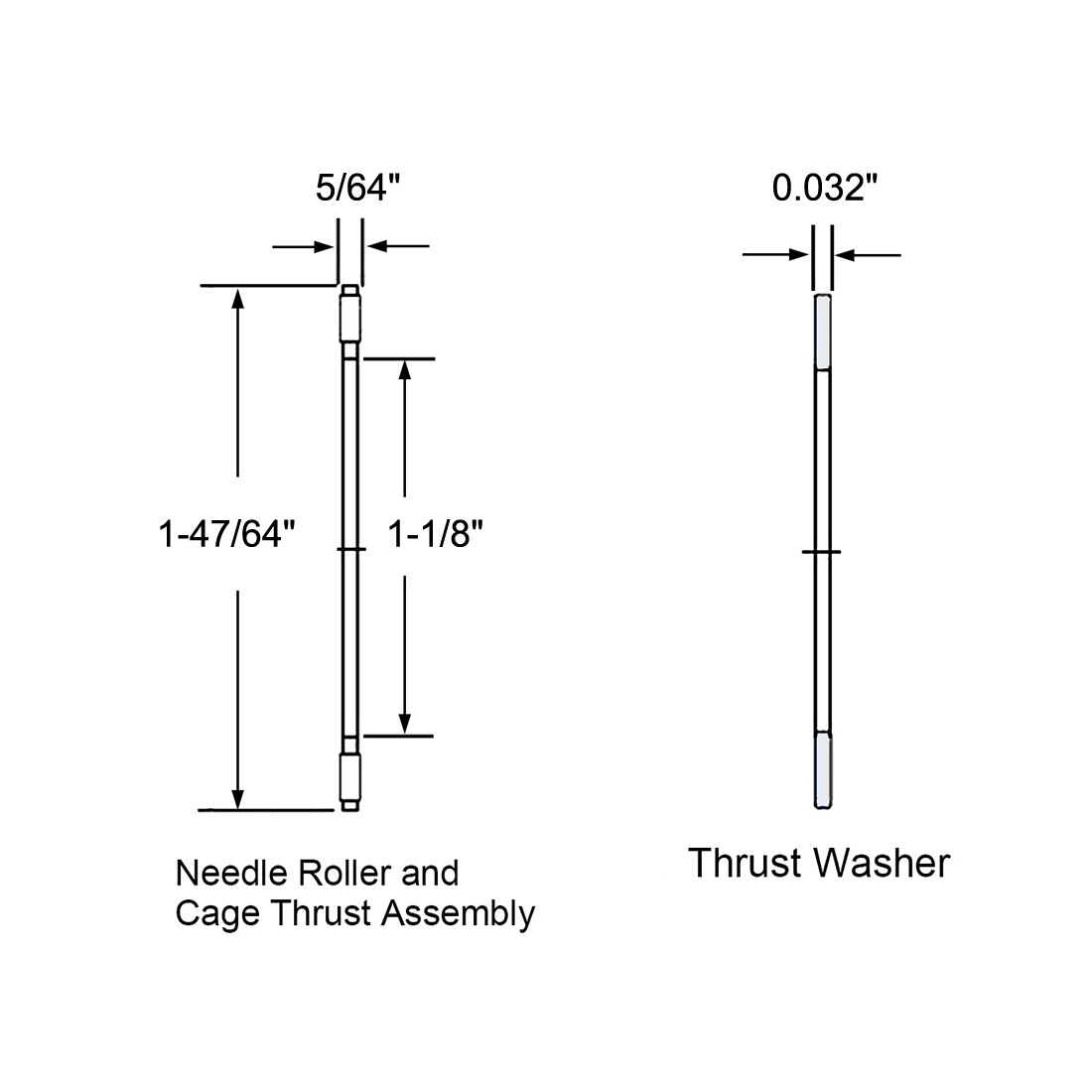 2pcs NTA1828 Thrust Needle Roller Bearings 1-1/8 x 1-47/64 x 5/64-inch w Washer