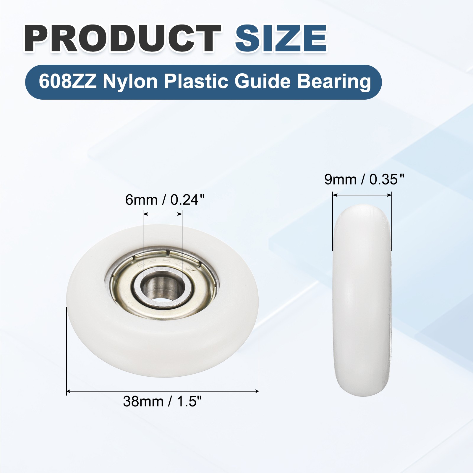 5 Pcs White 626ZZ Nylon Plastic Guide Bearings 6x30x9mm Pulley Roller