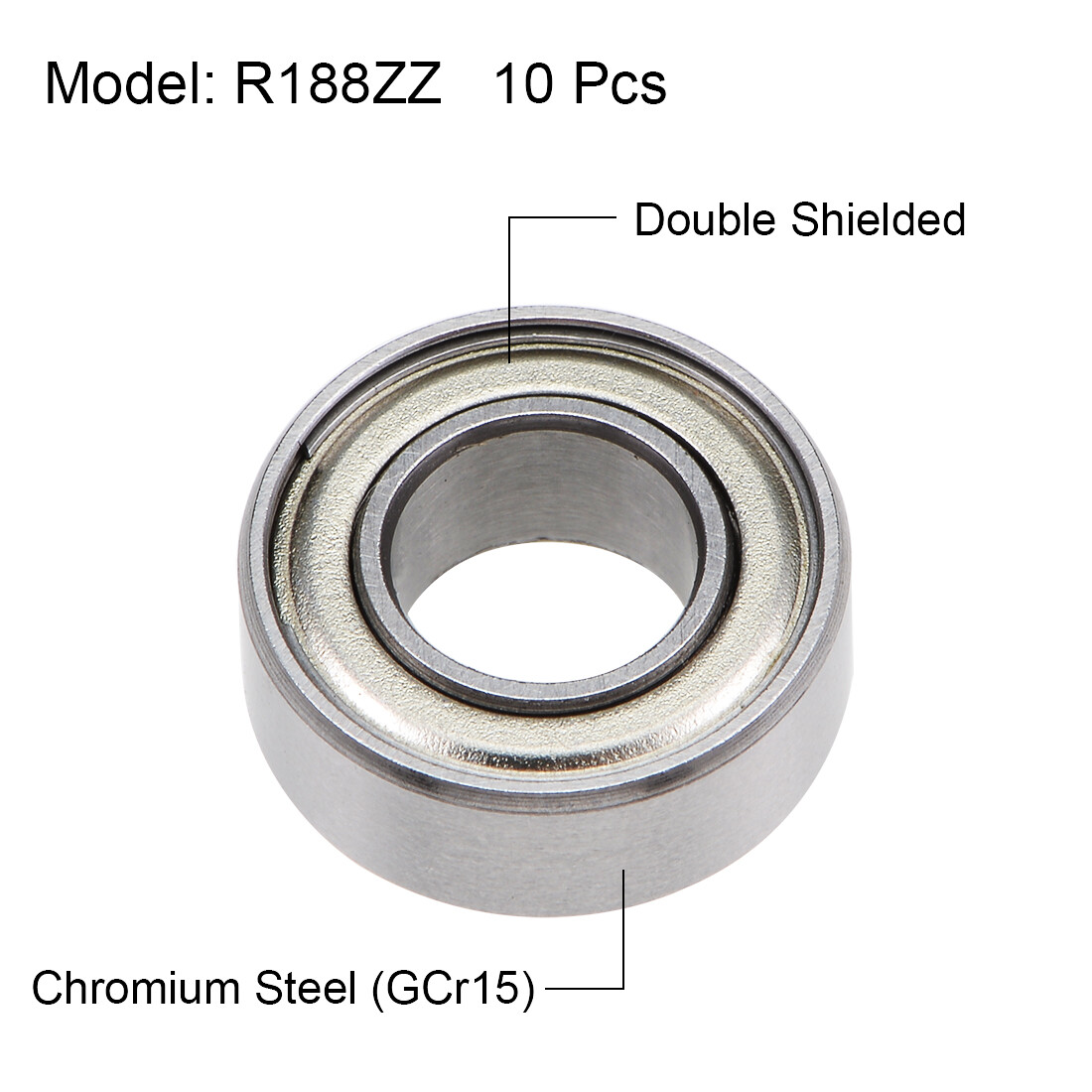 10pcs R188ZZ Deep Groove Ball Bearings Z2 1/4×1/2×3/16 inch Double Shielded
